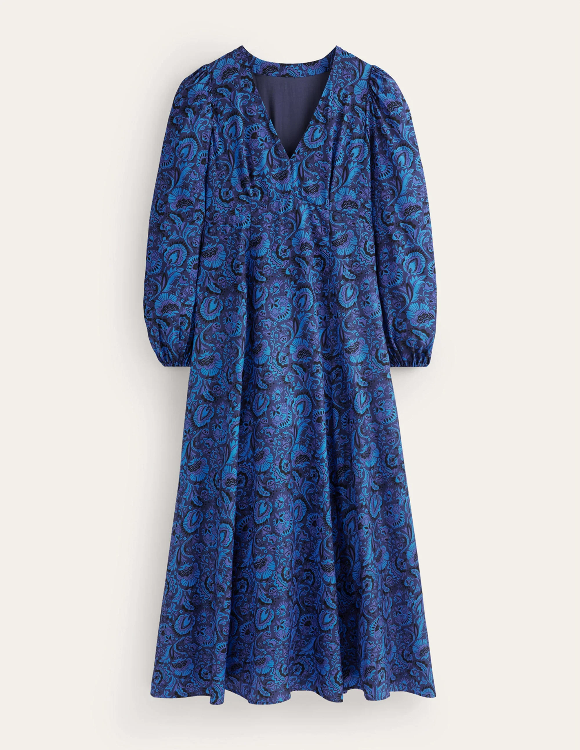Maxi-Teekleid mit Blousonärmeln-Helles Kobaltblau, Florist - Image 5
