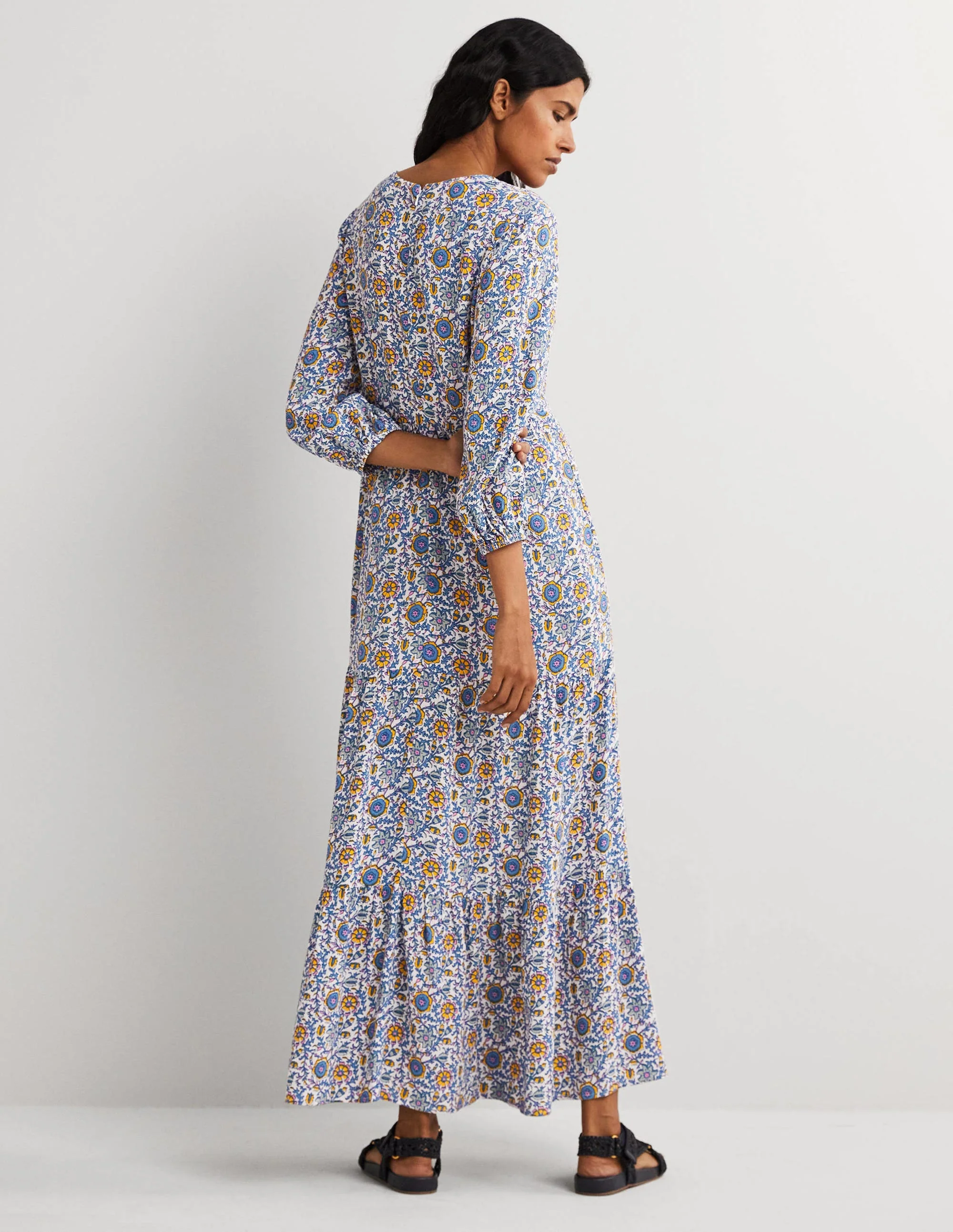 Maxikleid mit Blousonärmeln-Naturweiß, Zauberhafter Zweig - Image 3