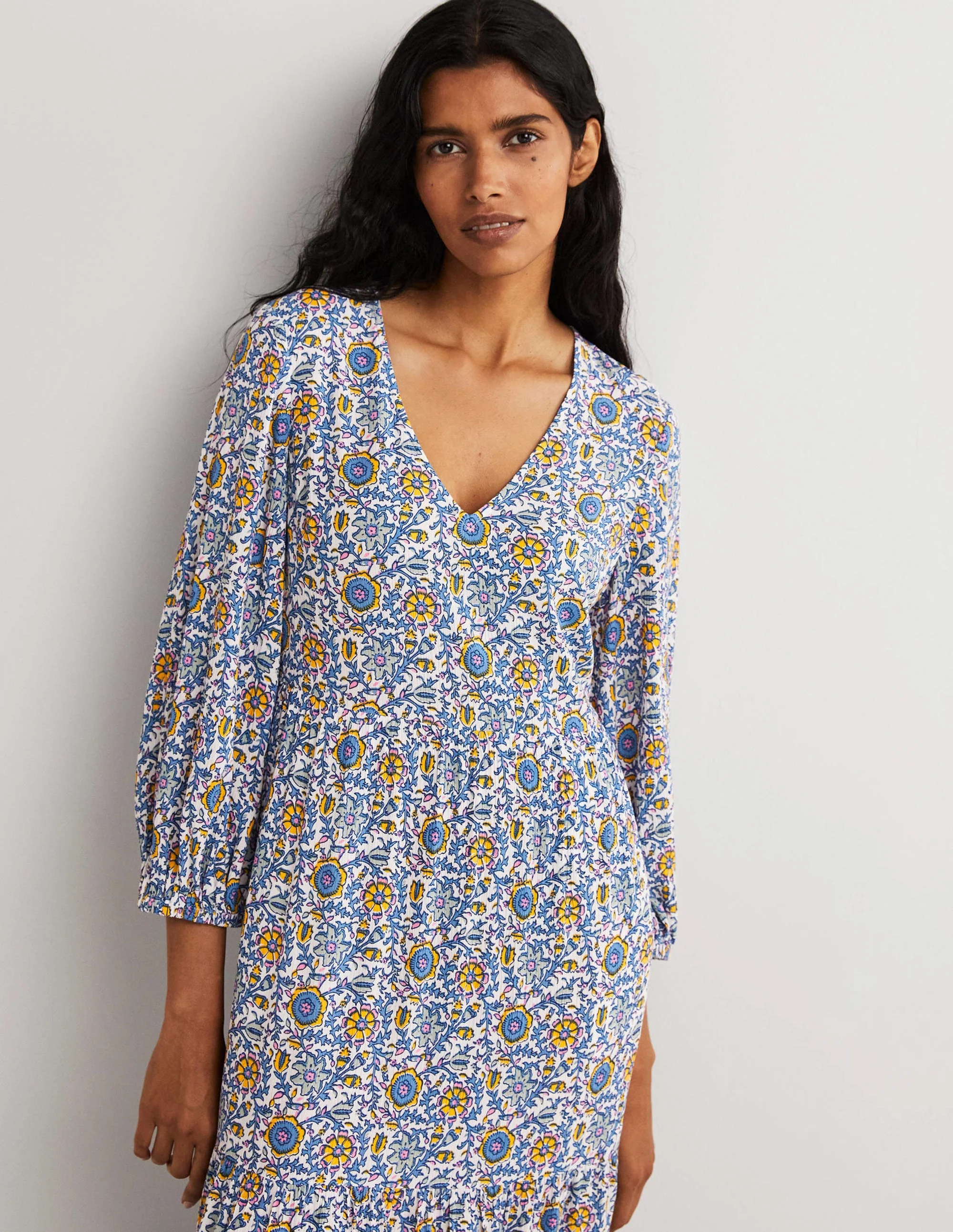 Maxikleid mit Blousonärmeln-Naturweiß, Zauberhafter Zweig - Image 4