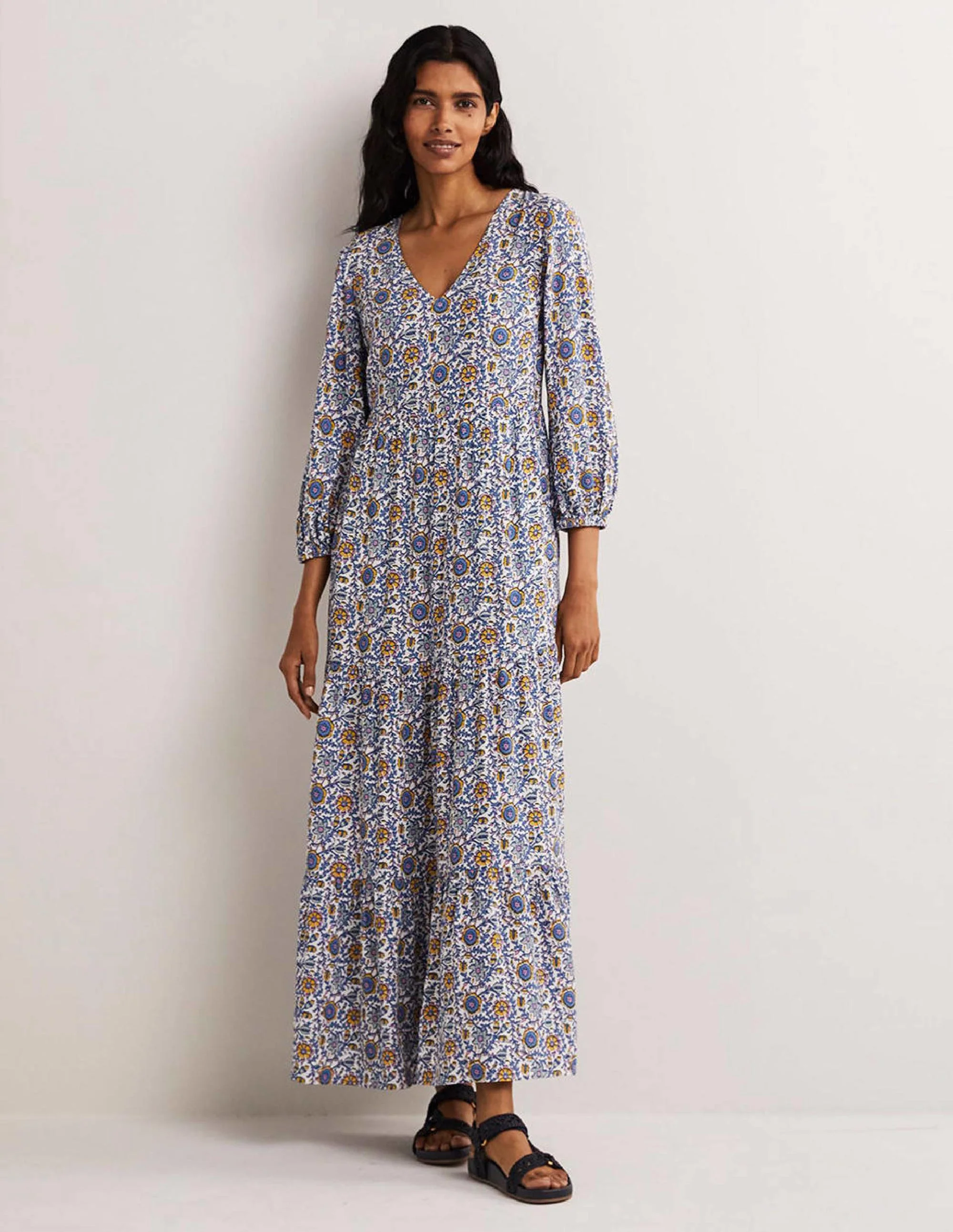 Maxikleid mit Blousonärmeln-Naturweiß, Zauberhafter Zweig - Image 6