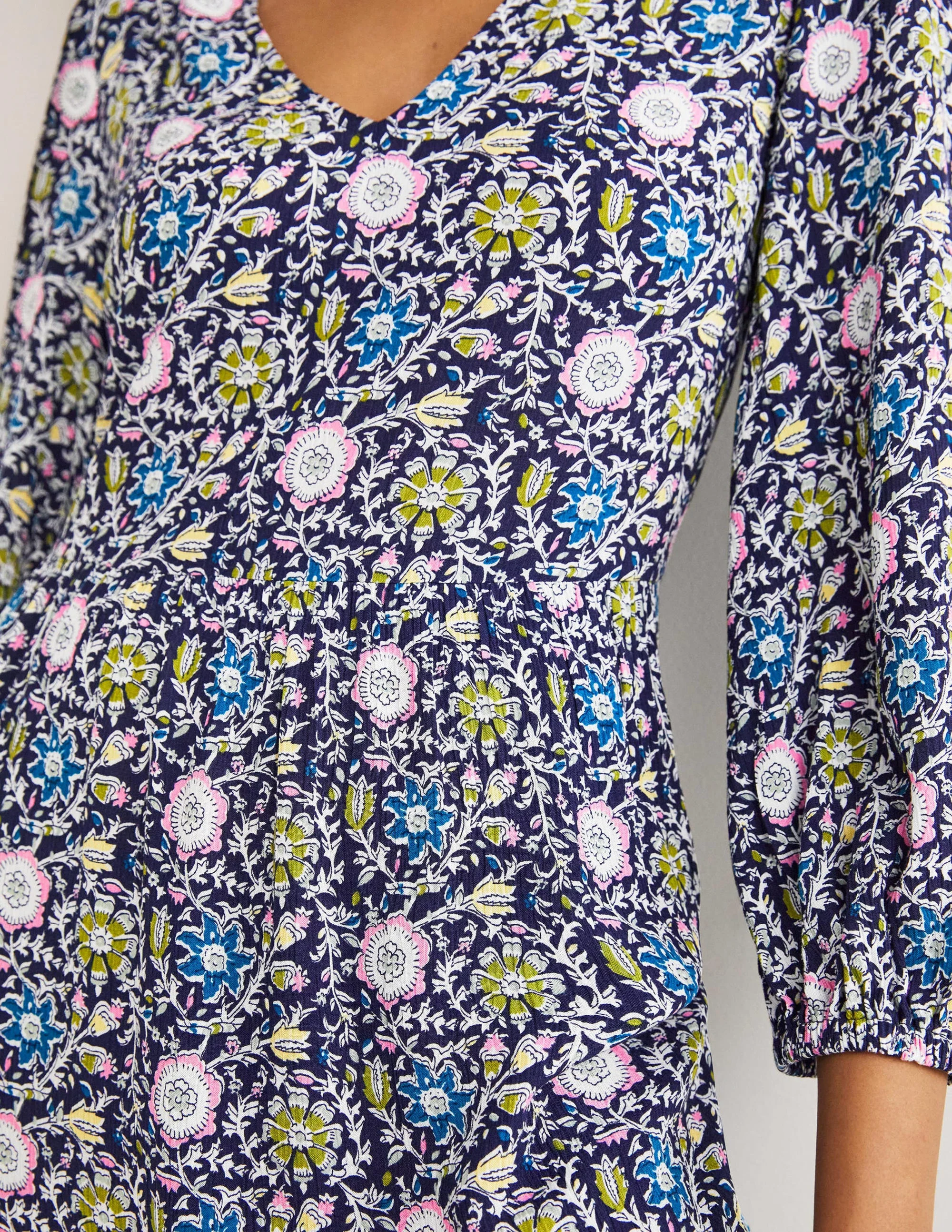 Maxikleid mit Blousonärmeln-Navy, Zauberhafter Zweig - Image 2