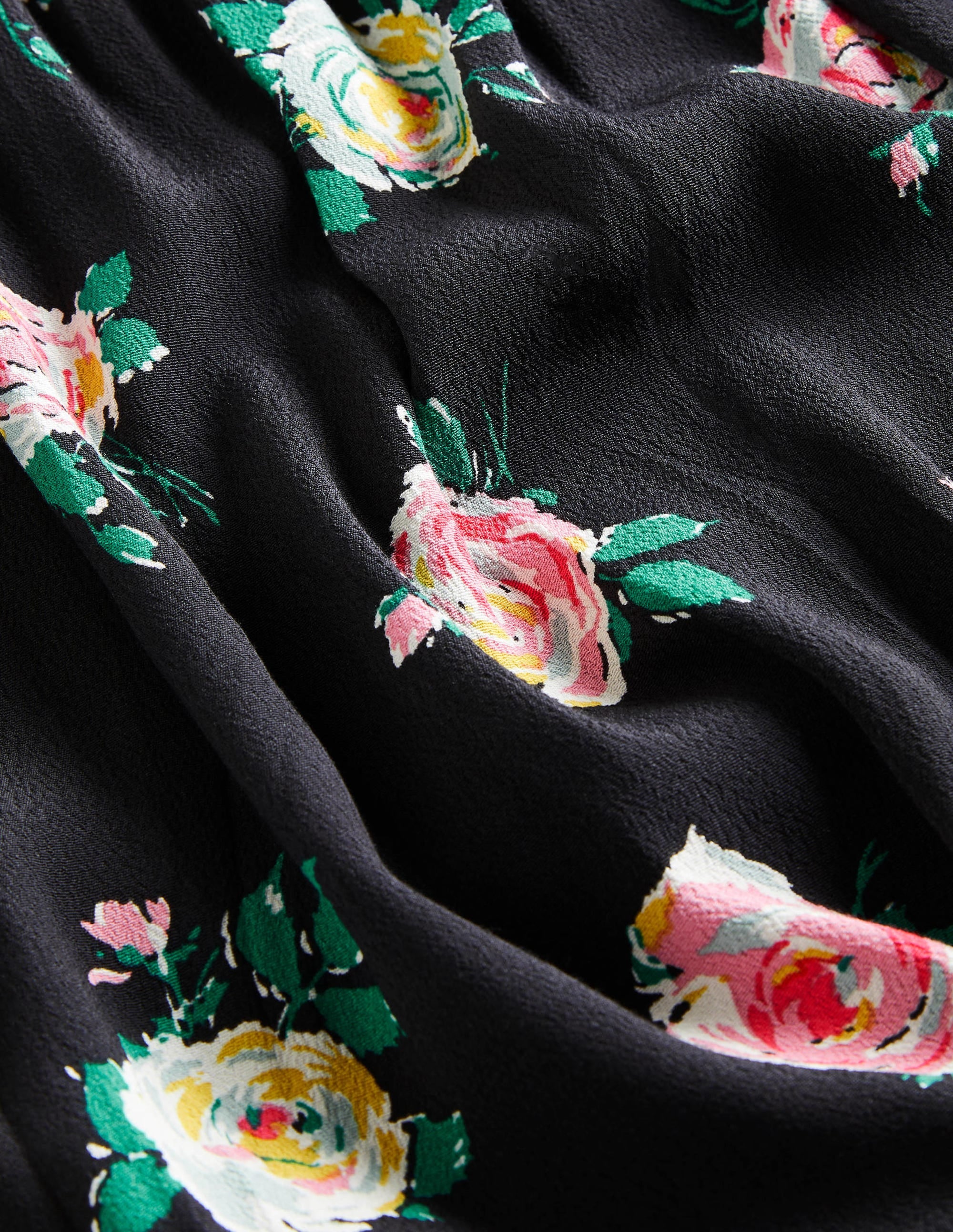 Maxikleid mit eckigem Ausschnitt-Schwarz, Gemalte Rosen - Image 7