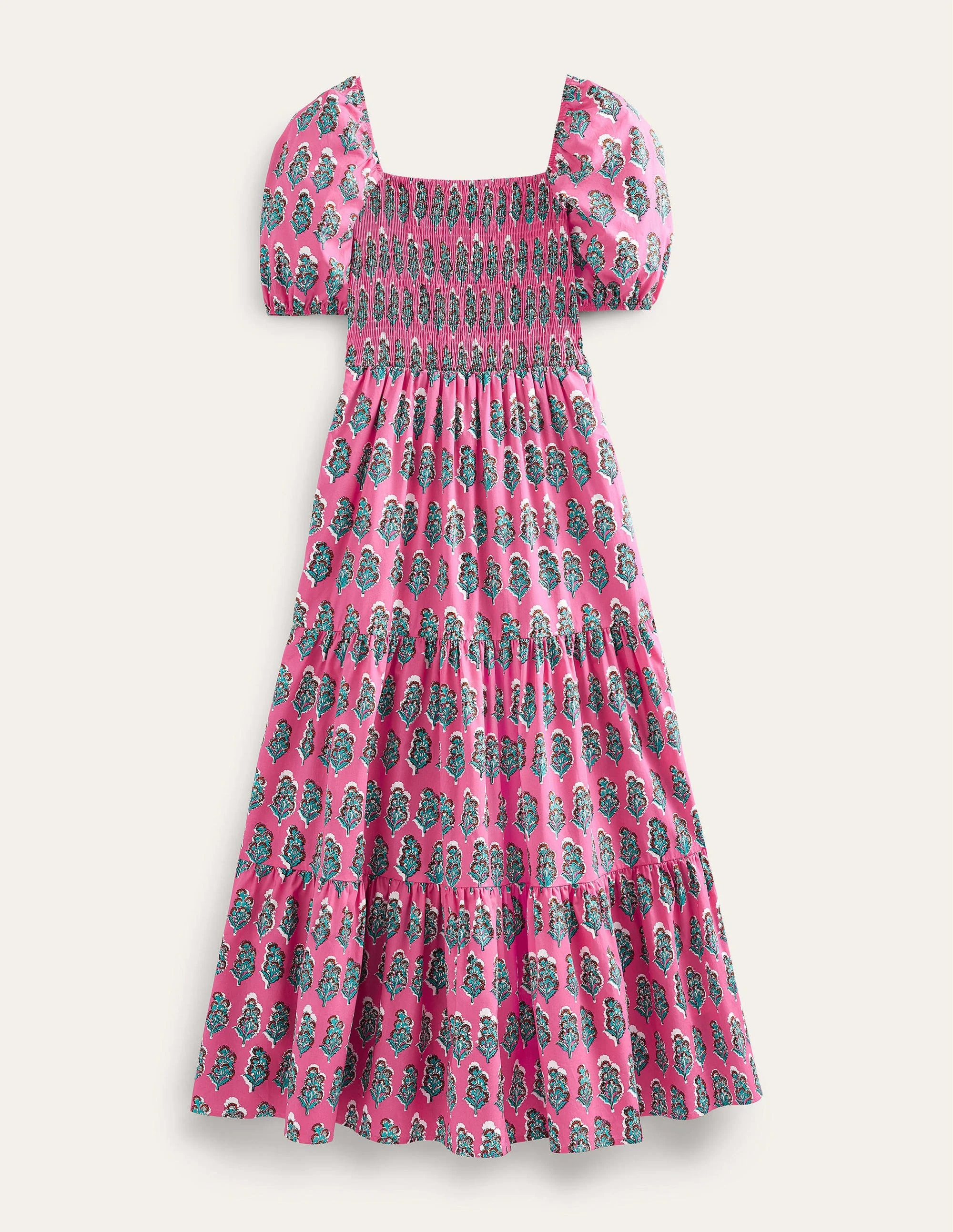 Maxikleid mit gesmoktem Oberteil-Festivalrosa, Kunstvolle Blumen - Image 5
