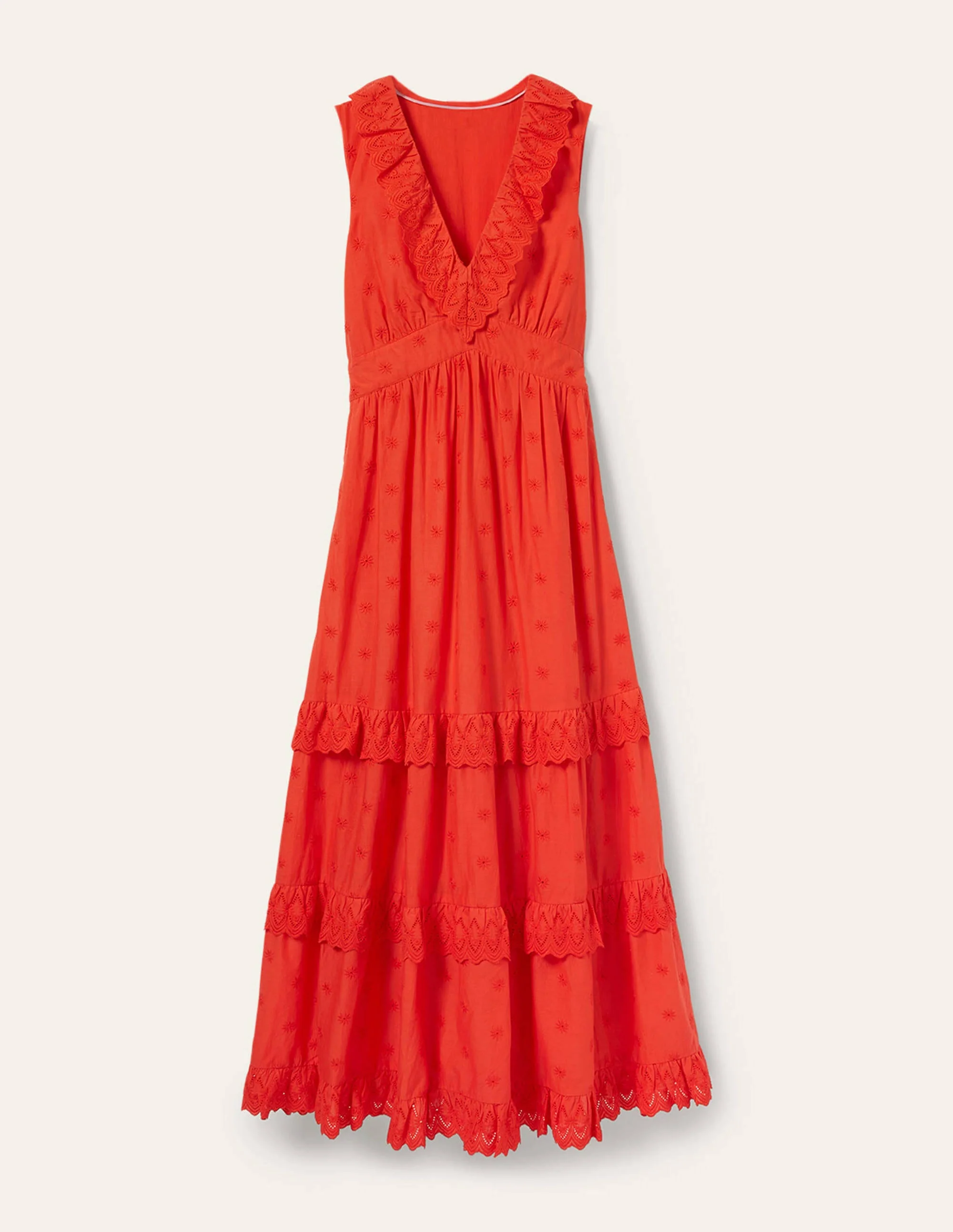 Maxikleid mit Lochstickerei und Rüschen-Kräftiges Papayaorange - Image 6