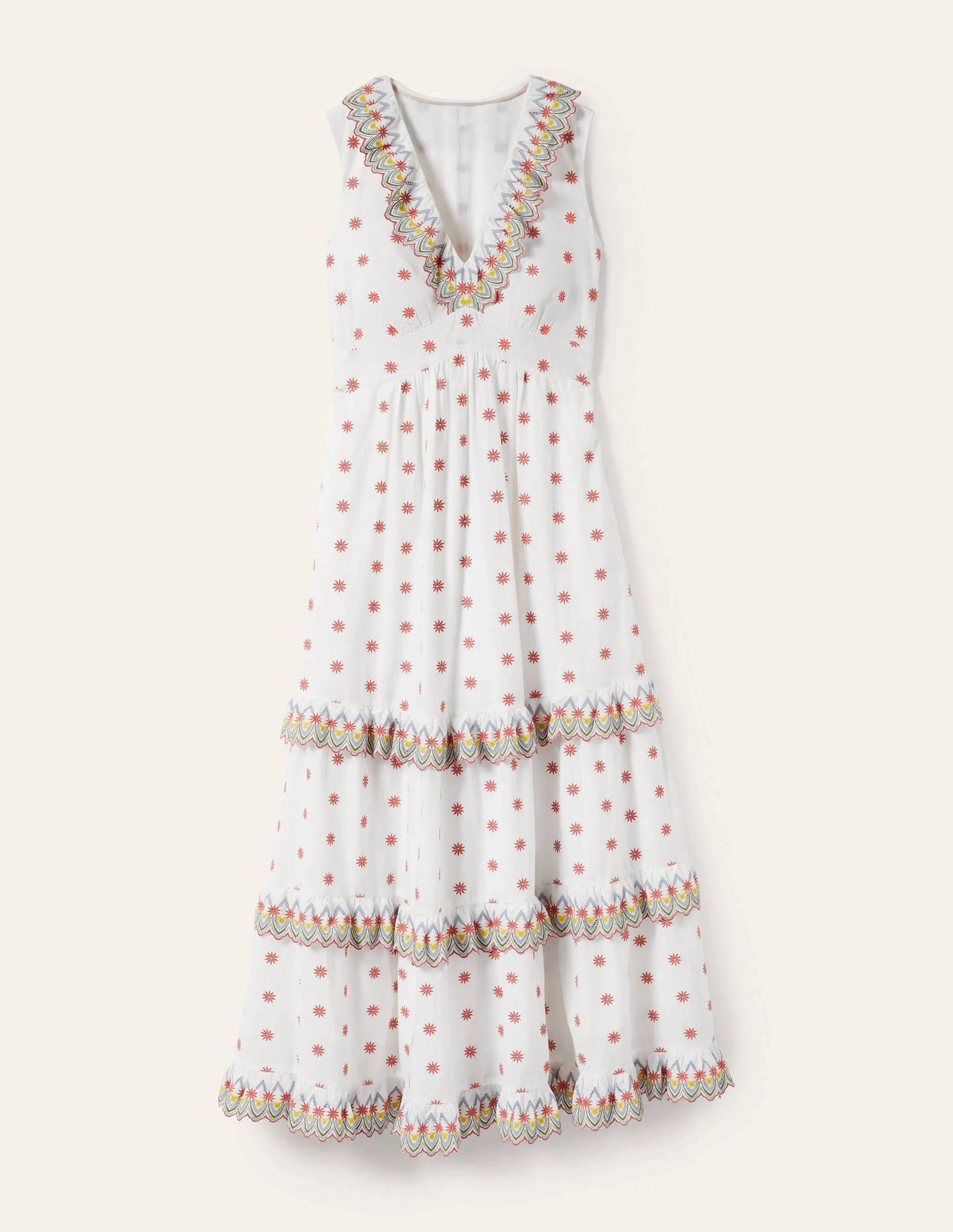Maxikleid mit Lochstickerei und Rüschen-Weiß - Image 6