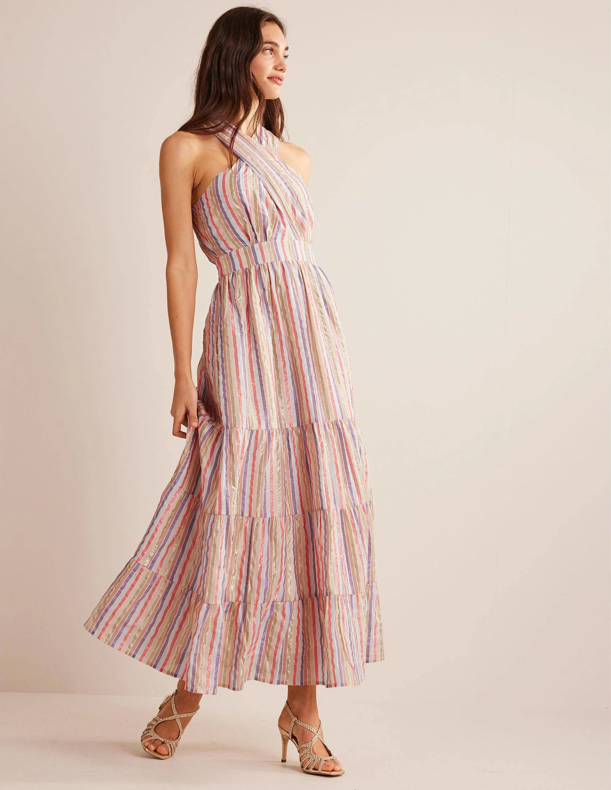 Maxikleid mit Metallic-Streifen-Metallic/Bunt, Gestreift - Image 4