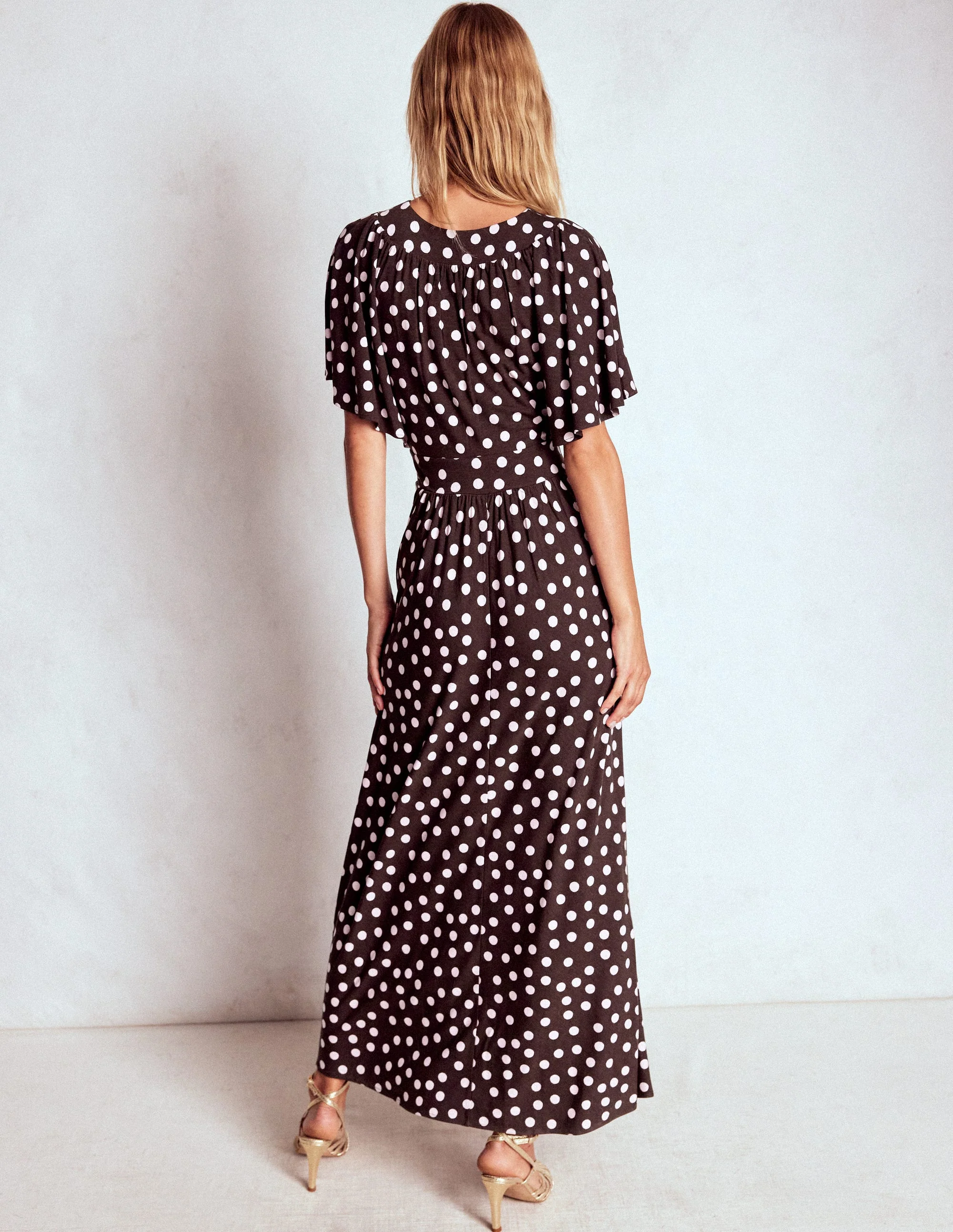 Maxikleid mit Passe-Braune Punkte - Image 3