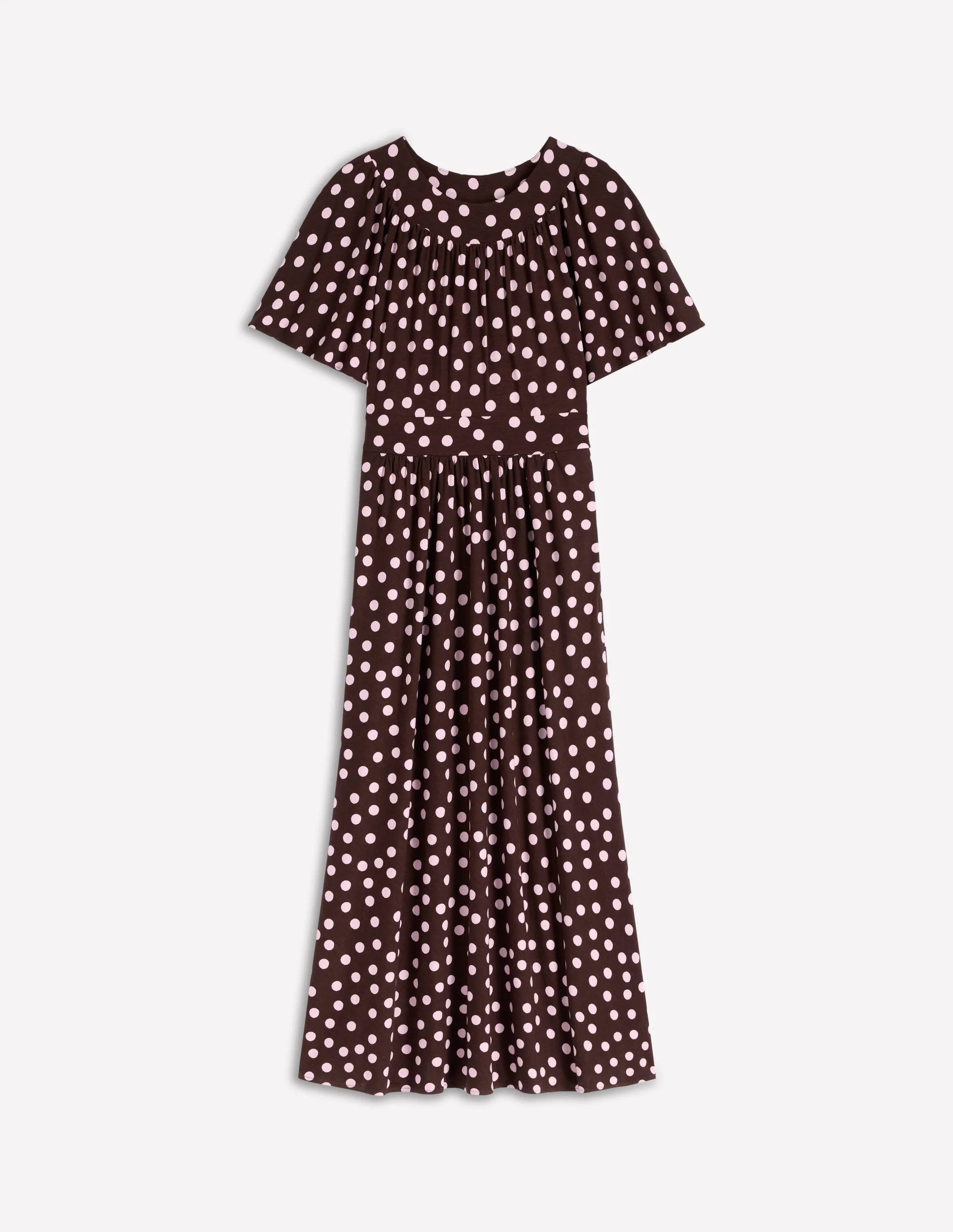 Maxikleid mit Passe-Braune Punkte - Image 7