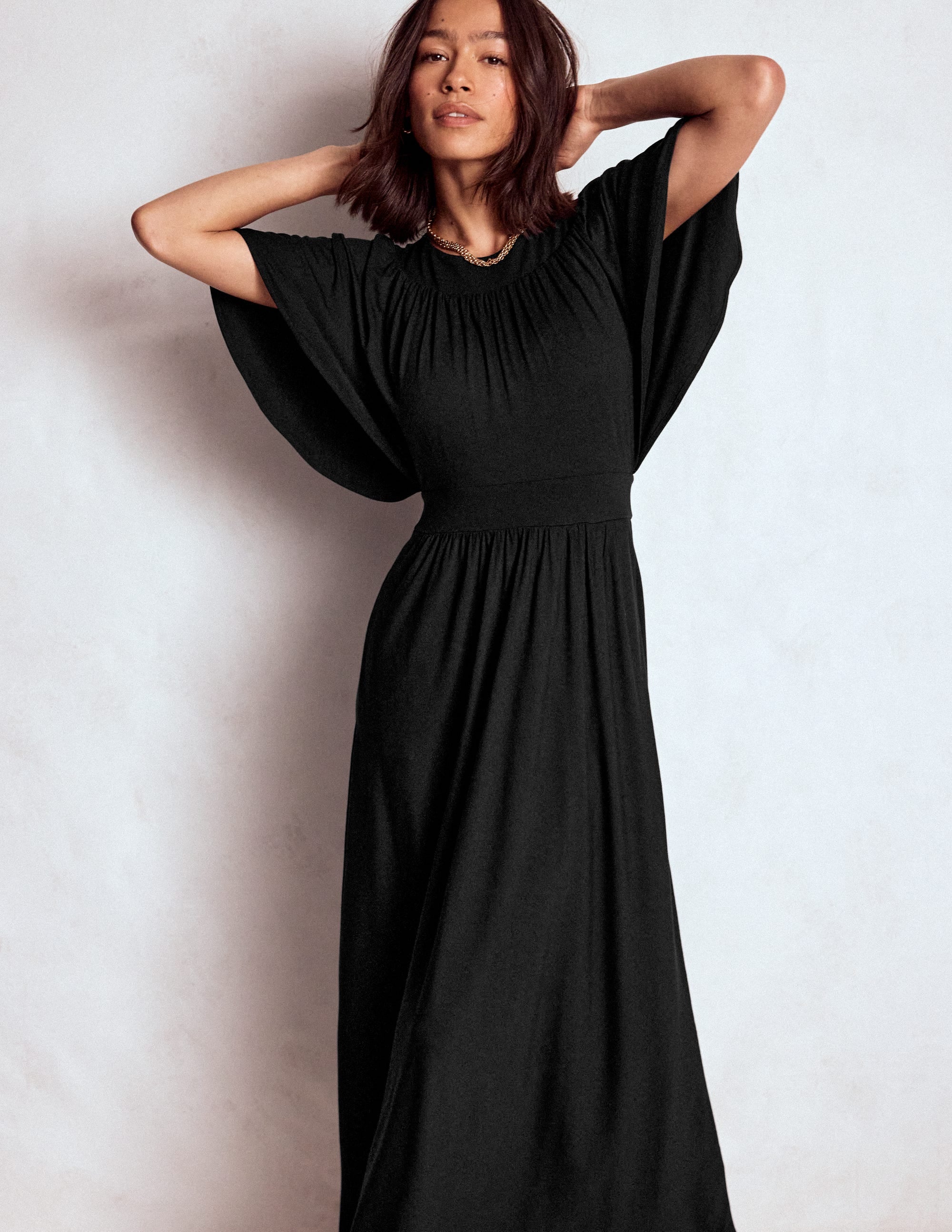 Maxikleid mit Passe-Schwarz
