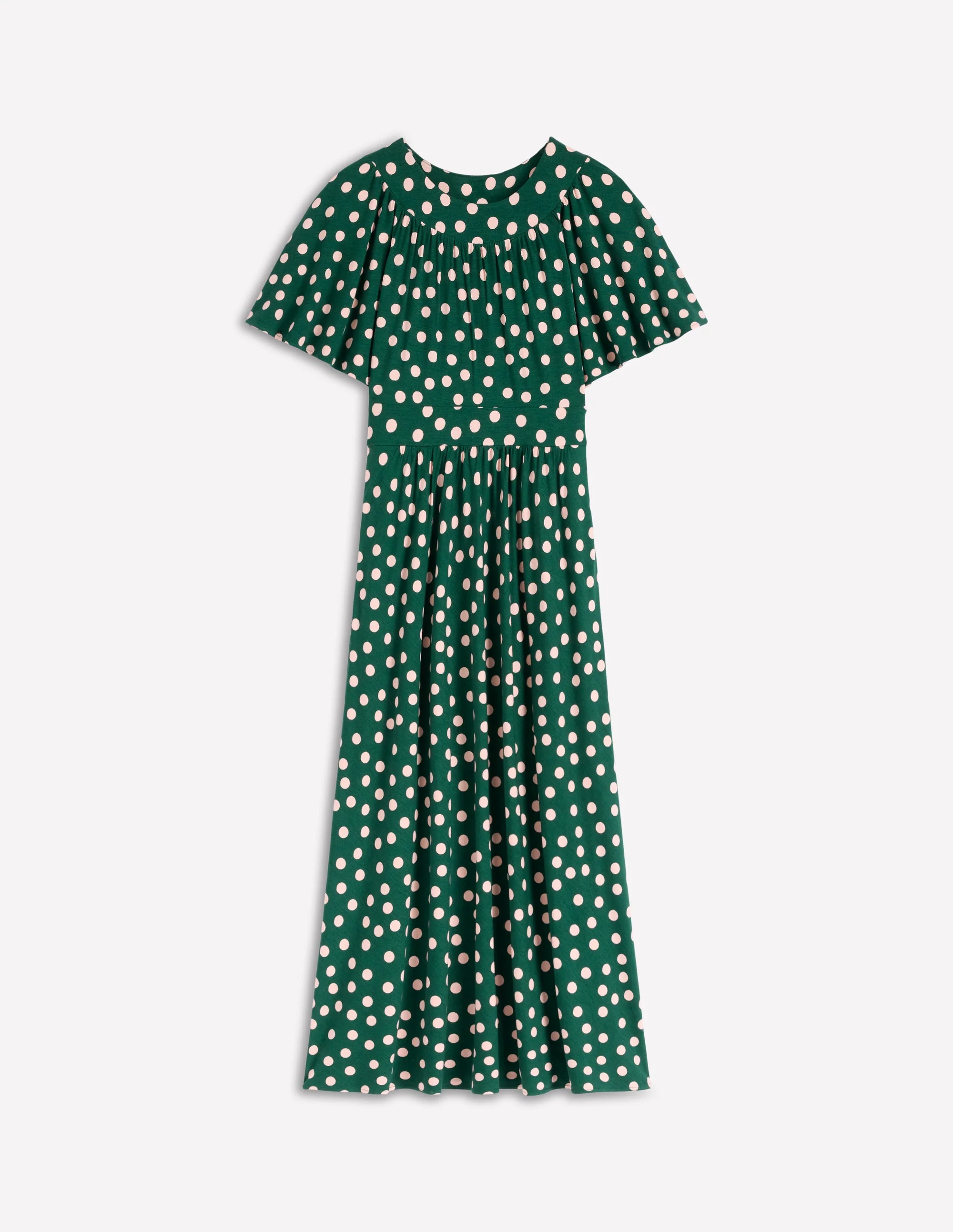 Maxikleid mit Passe-Smaragdgrün, Gemalte Tupfen - Image 5