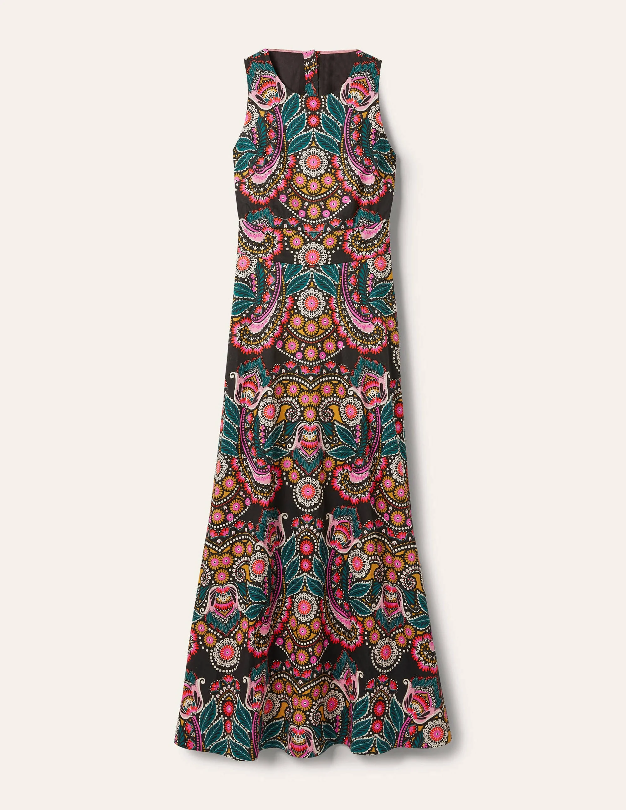 Maxikleid mit Rückenausschnitt-Schwarz, Paisleymuster mit Gänseblümchen - Image 5