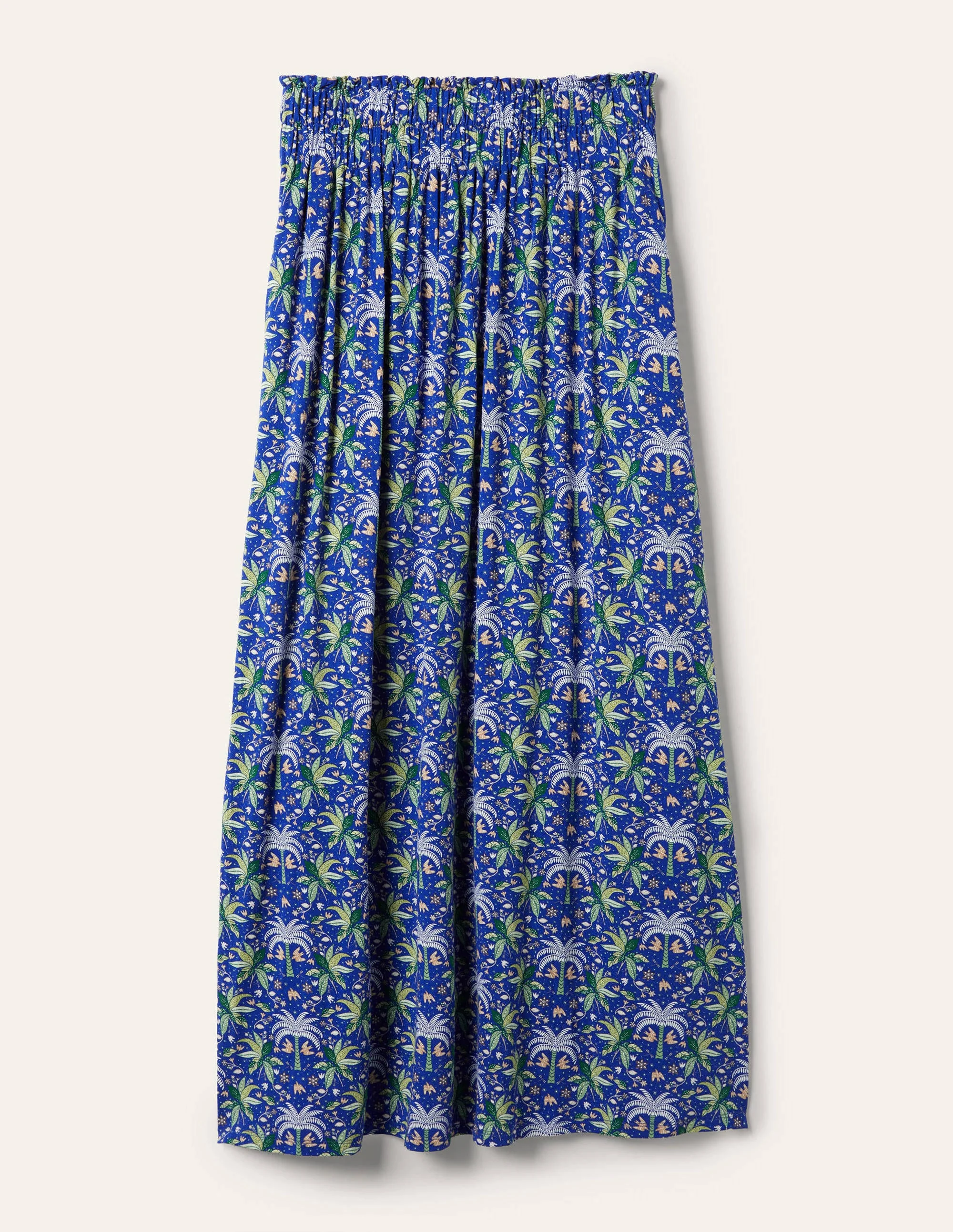 Maxirock aus Jersey zum Hineinschlüpfen-Meeresblau, Orientalisches Palmenmuster - Image 6