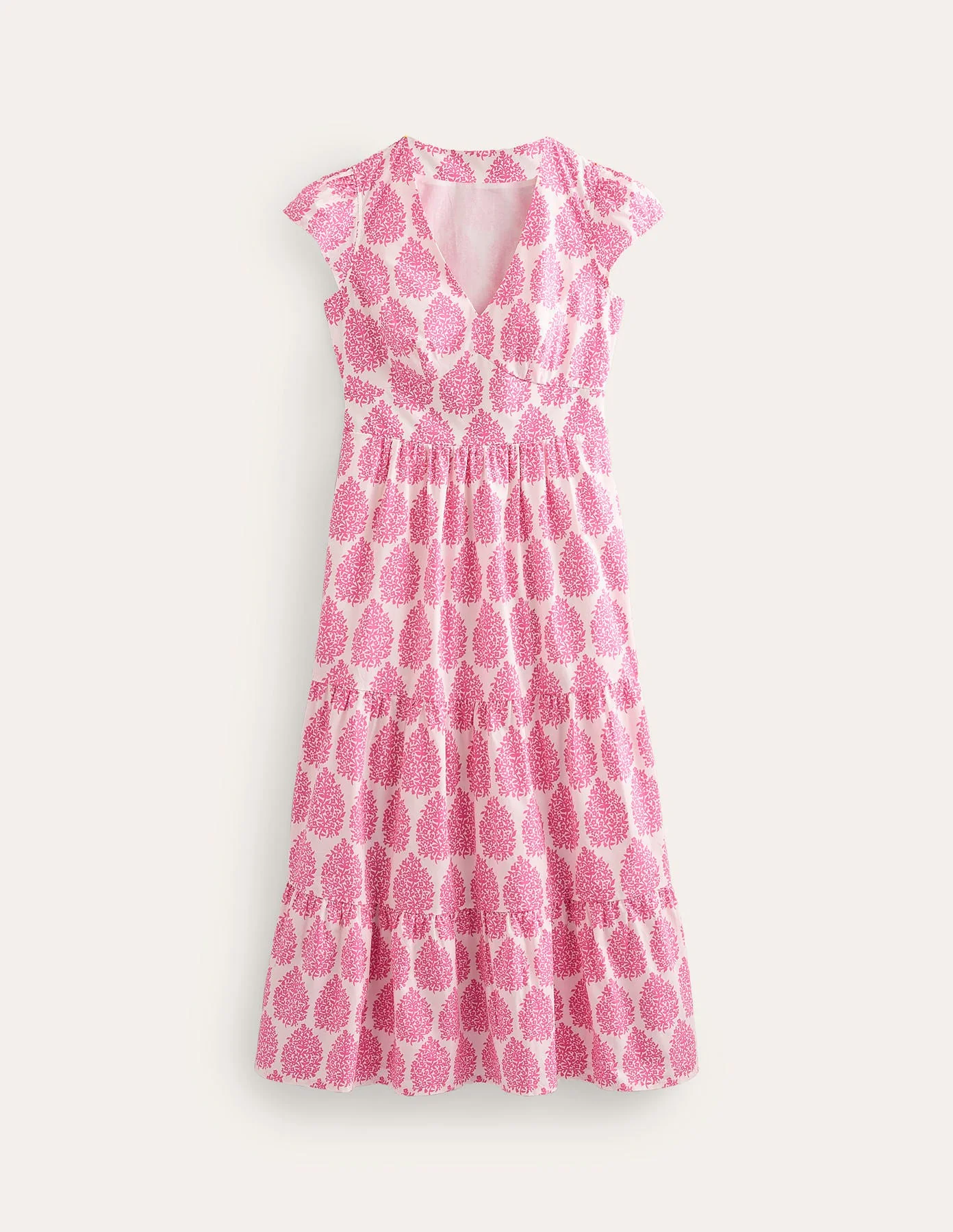 May Midi-Teekleid aus Baumwolle-Sangria Sunset Pink, Blütenblatt - Image 6