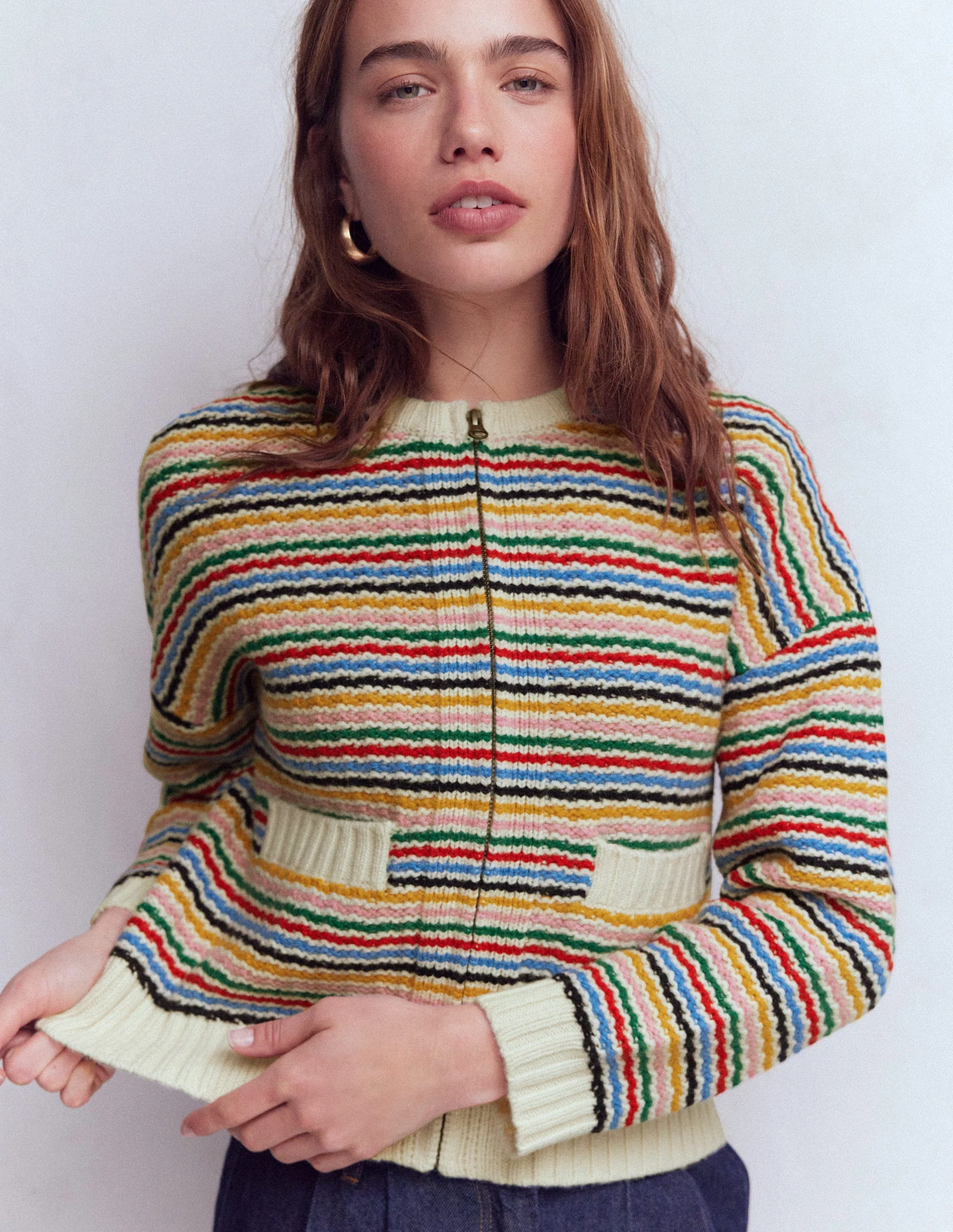Maya Jacke mit Reißverschluss-Naturweiß, Regenbogen - Image 2