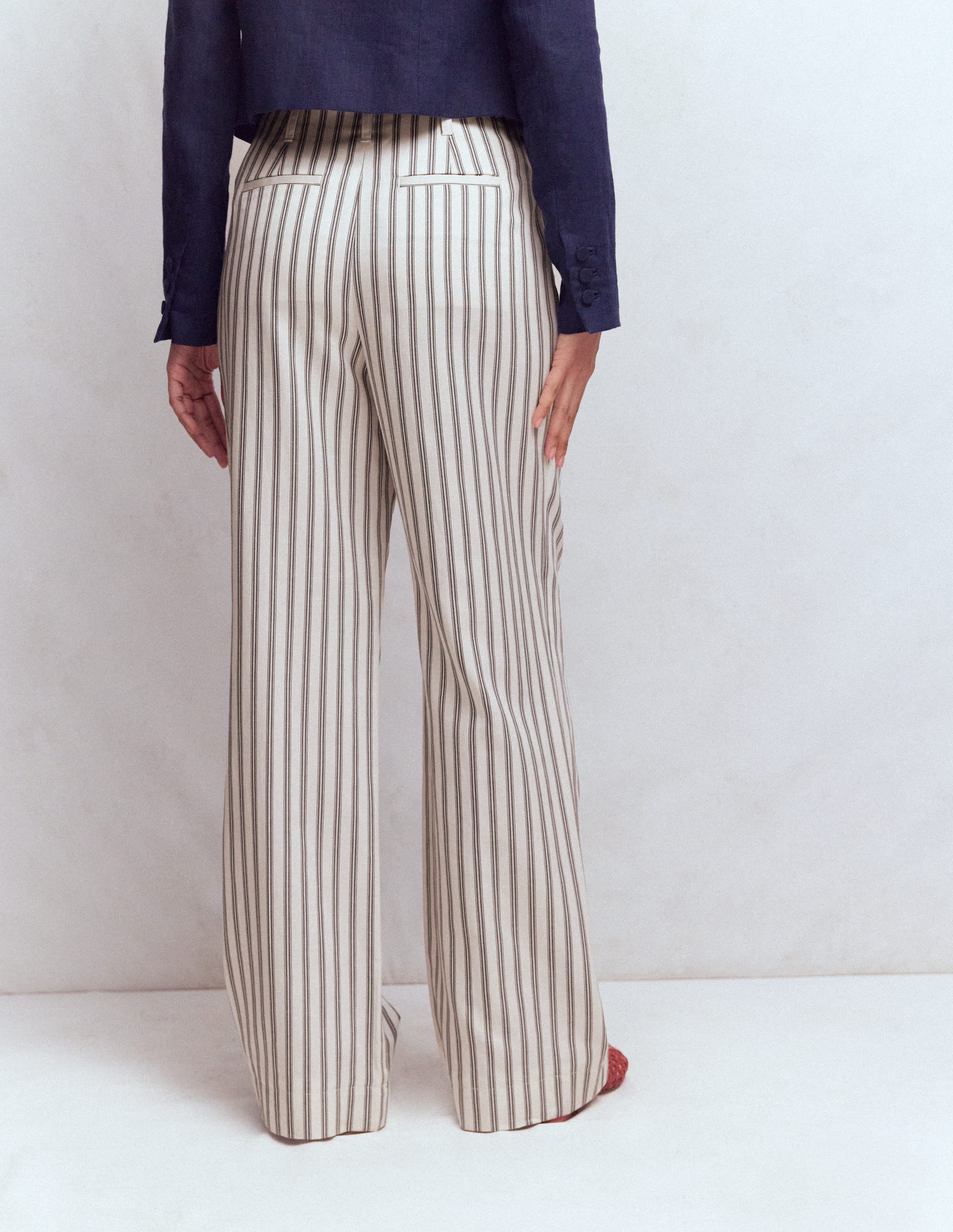 Mayfair Taillierte Hose-Naturweiß/Navy, Gestreift - Image 3