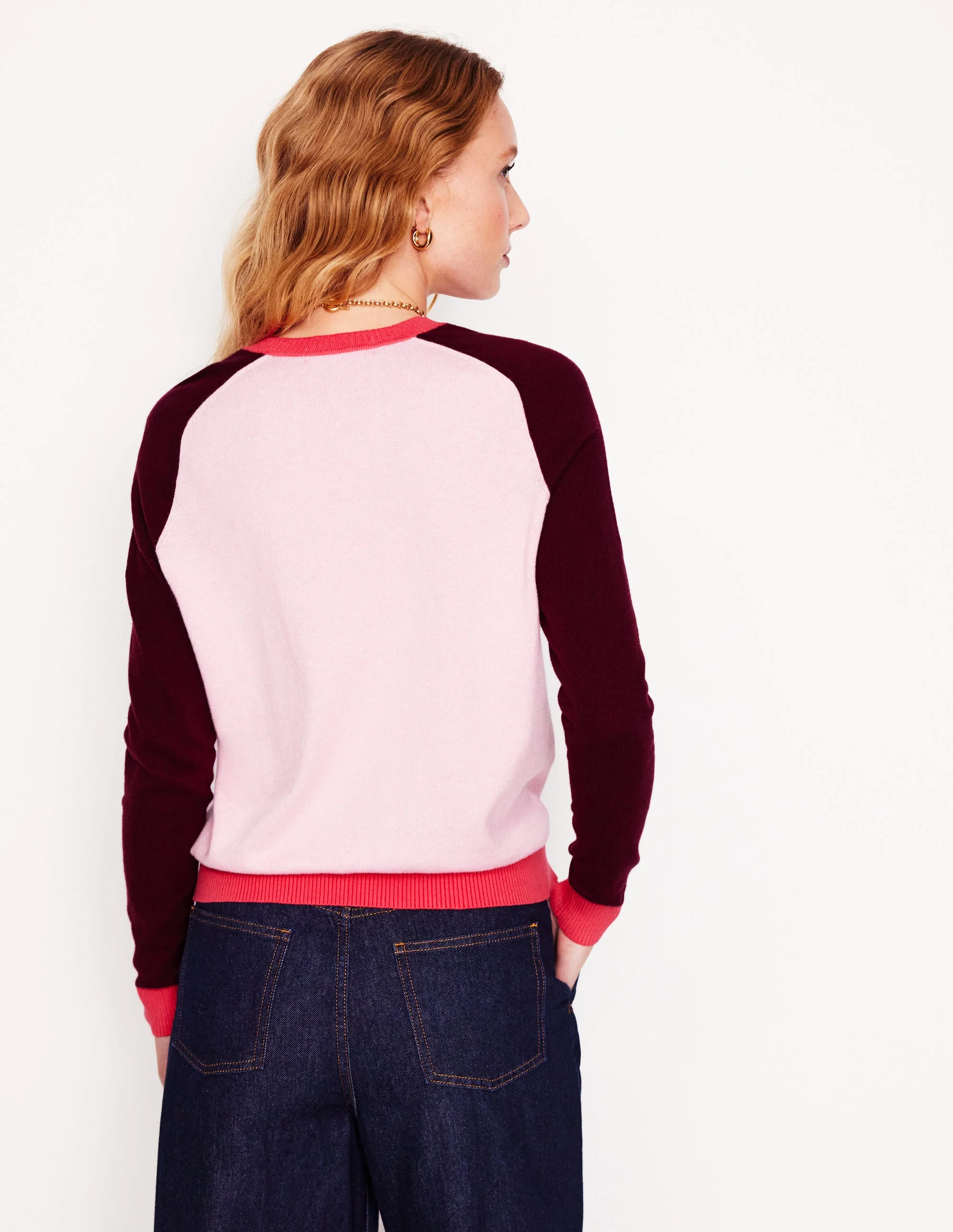 Meg Pullover mit Raglanärmeln-Sanftrosa, Blockfarben - Image 3