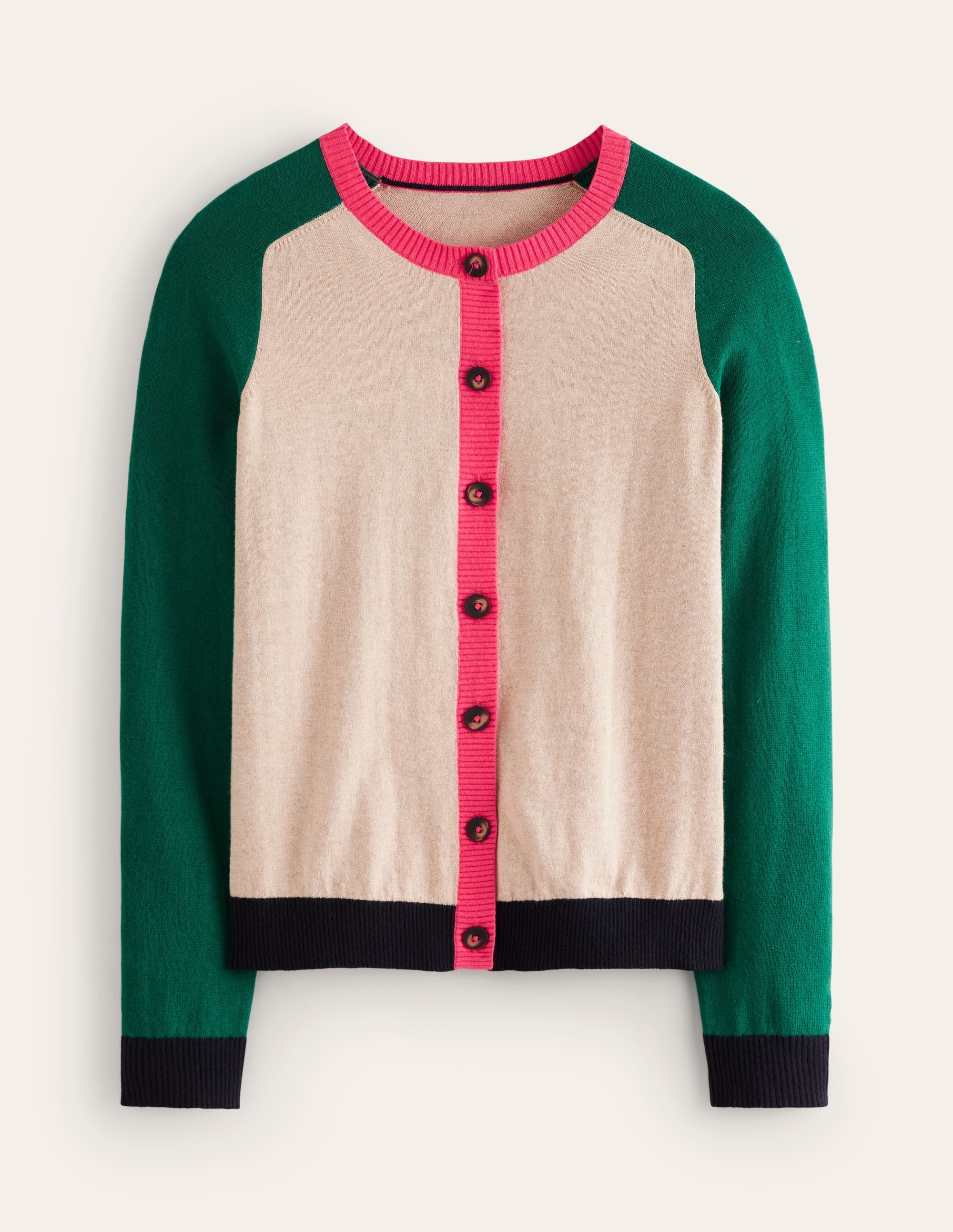 Meg Strickjacke mit Raglanärmeln-Chinchilla, Blockfarben - Image 5