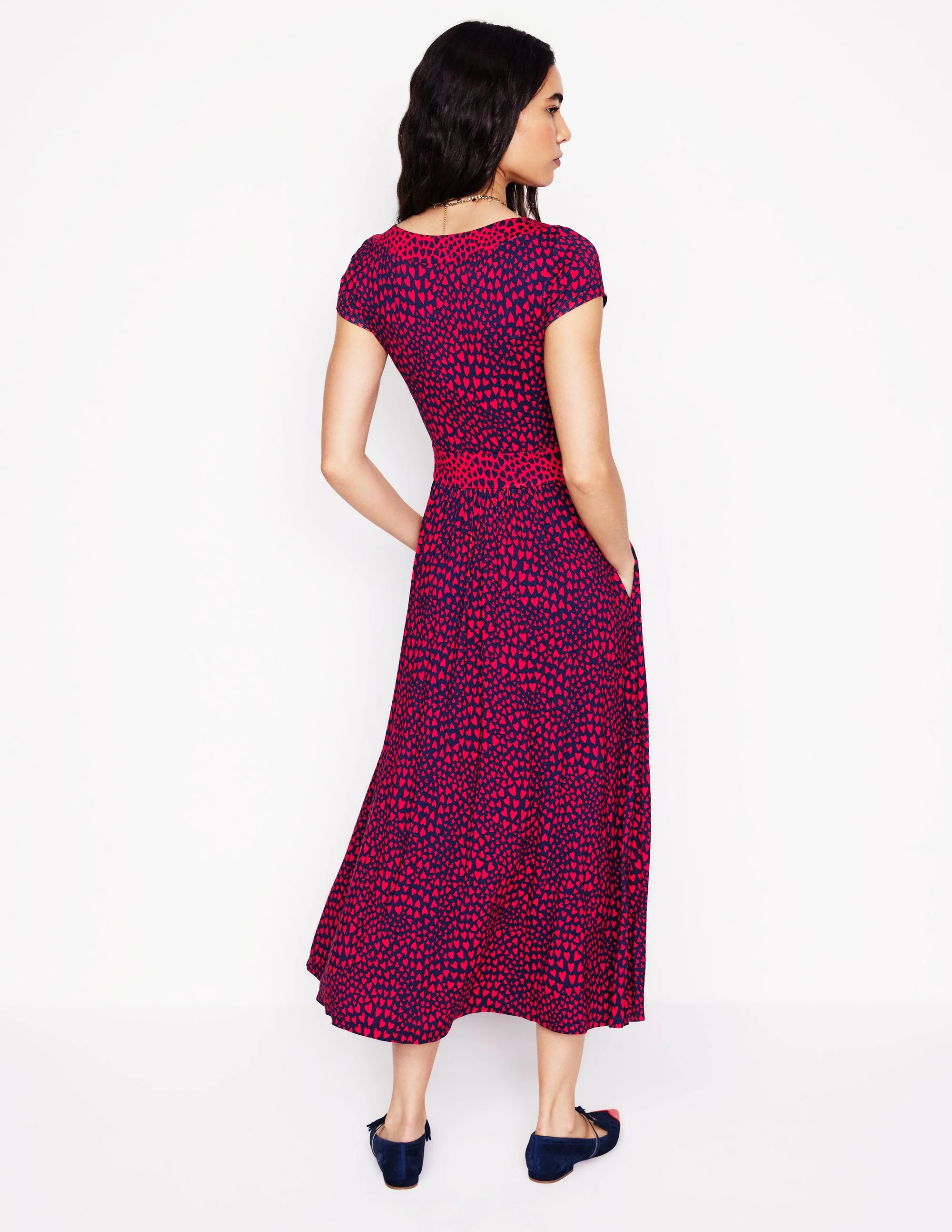 Melanie Jersey-Midikleid-Französisches Marineblau, Herz-Cluster - Image 3