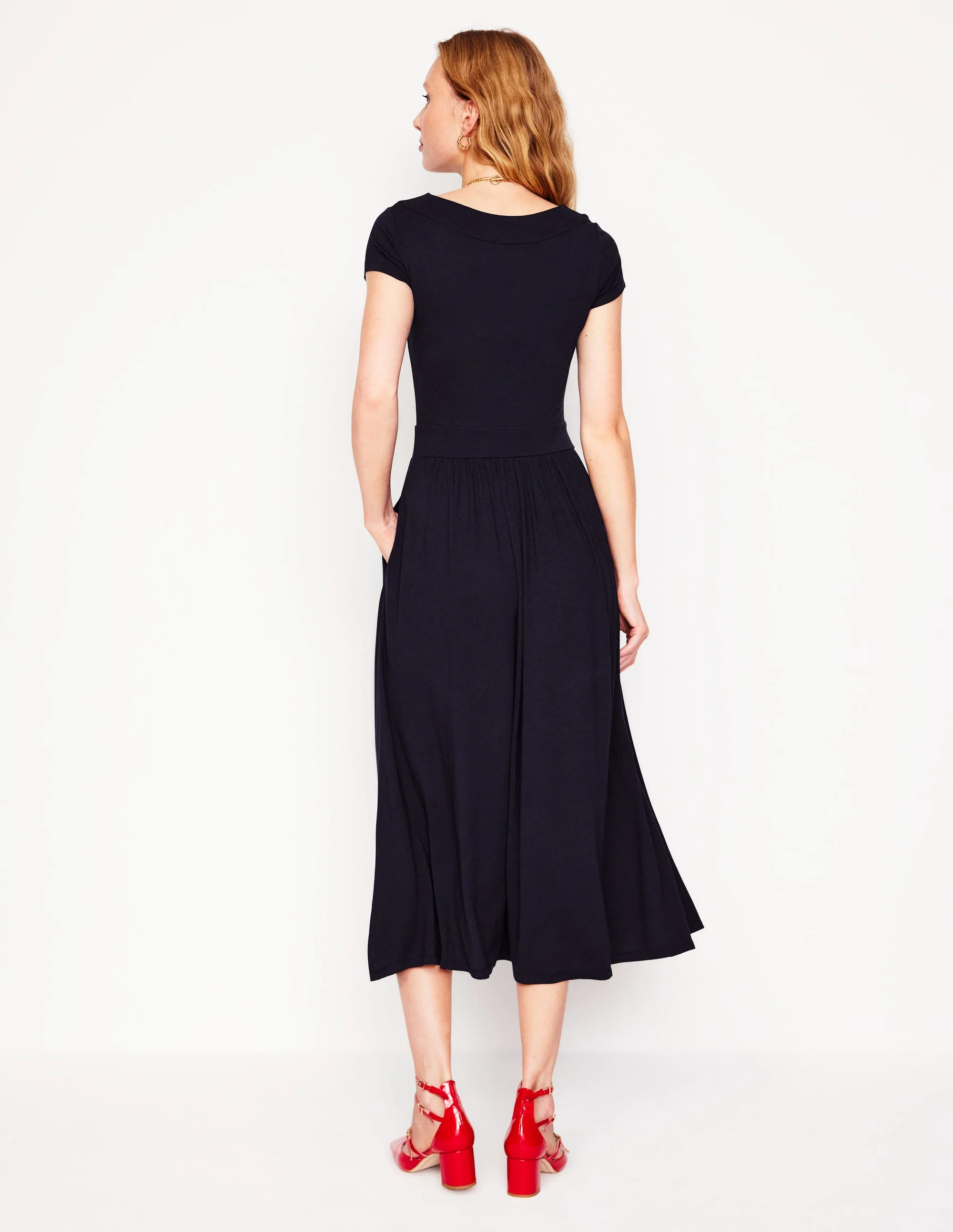 Melanie Jersey-Midikleid-Marineblaue - Image 3