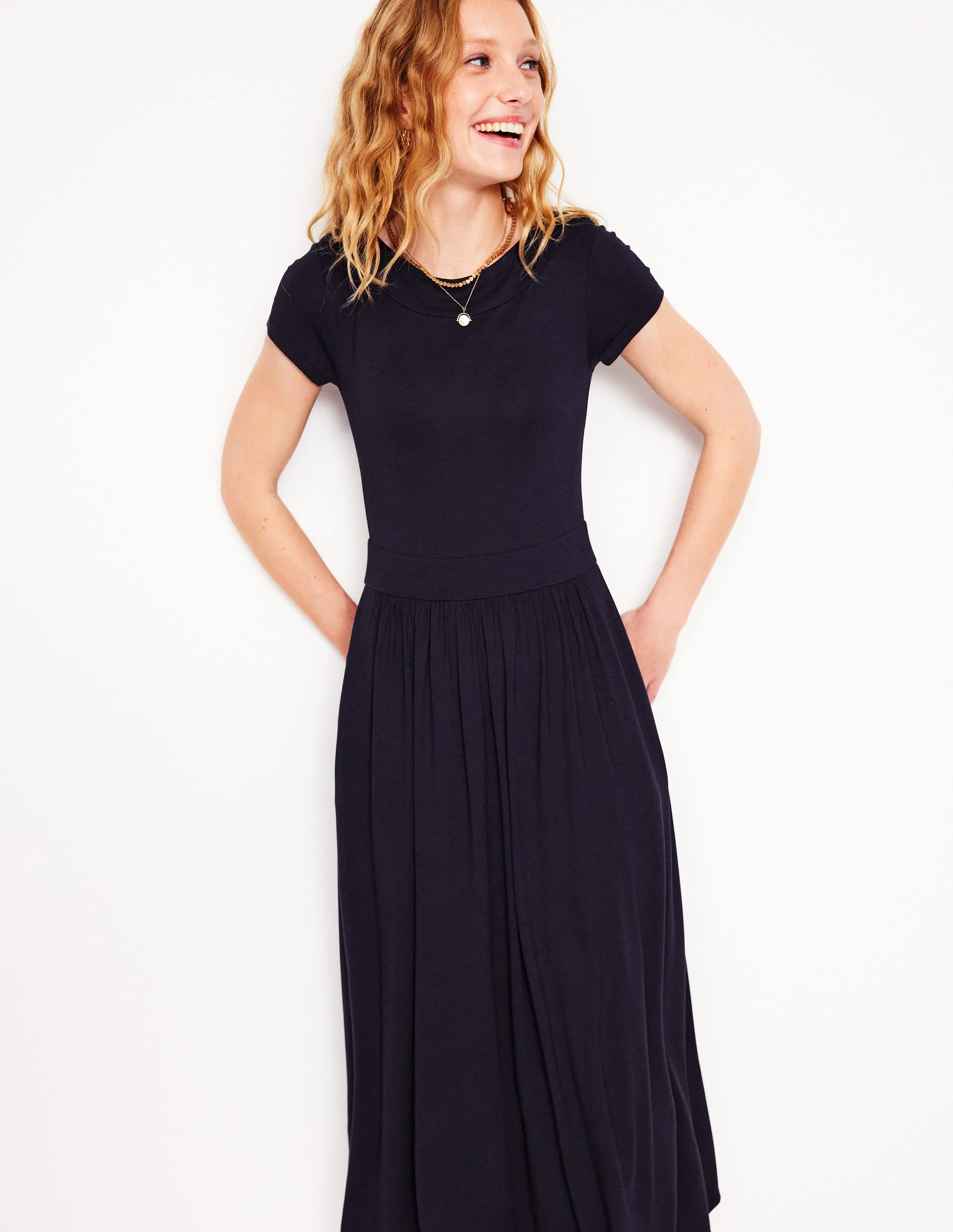 Melanie Jersey-Midikleid-Marineblaue - Image 4