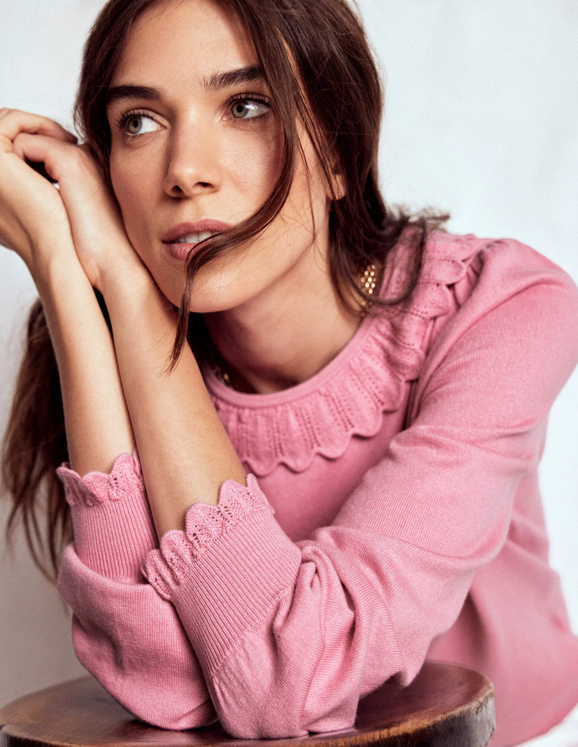 Melina Baumwollpullover mit Rüschen-Kirschblütenrosa