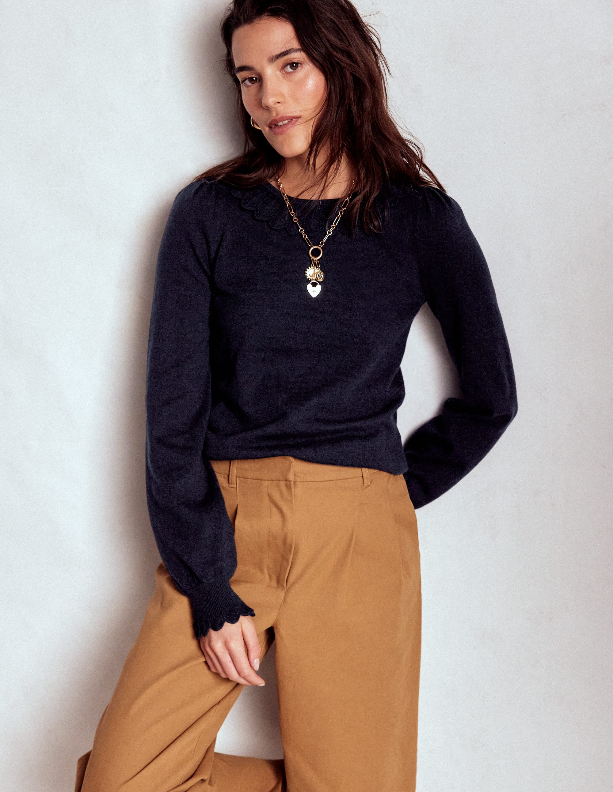 Melina Baumwollpullover mit Rüschen-Marineblau - Image 2