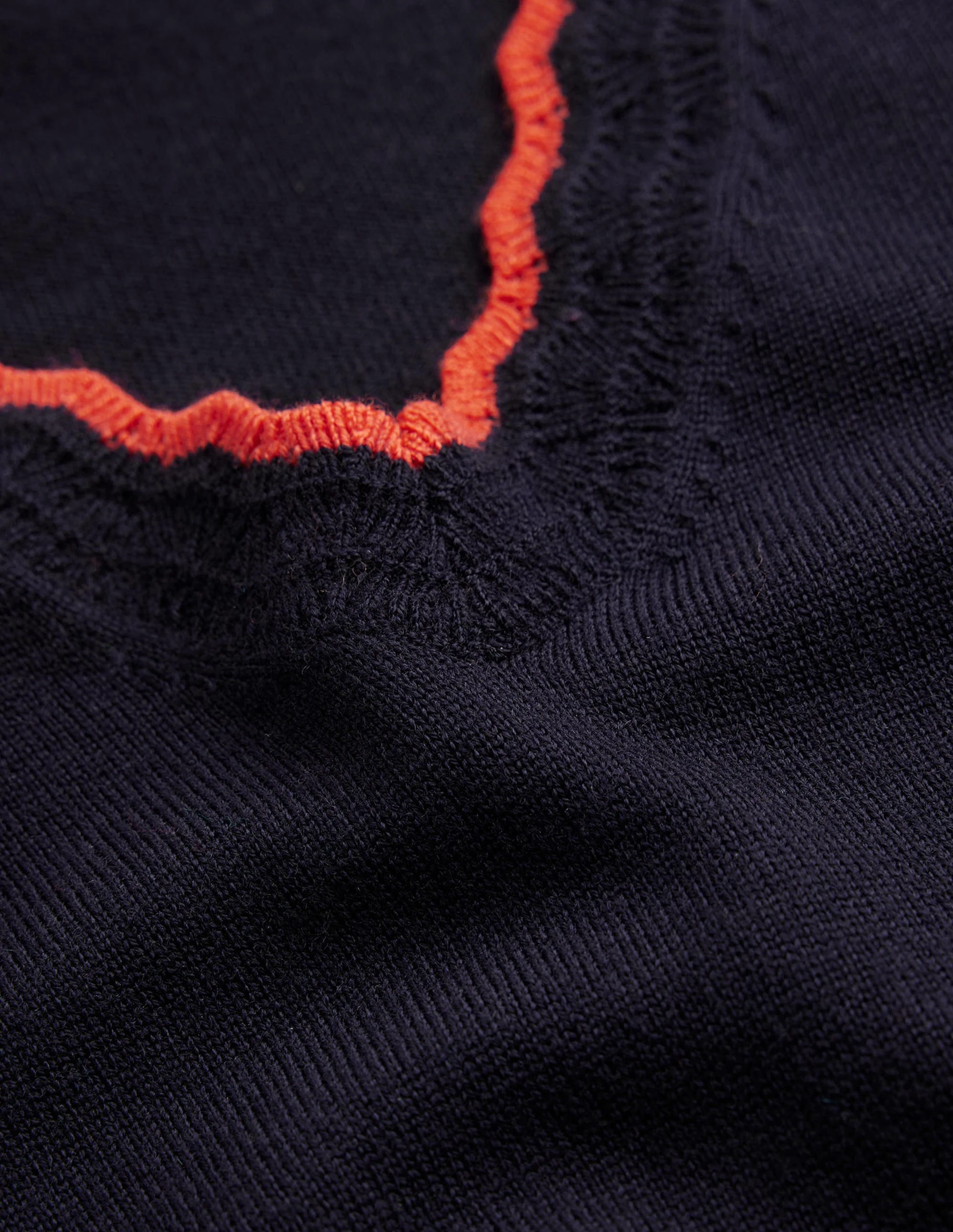 Merino-Pullover mit V-Ausschnitt und Muschelsaum-Aqua Marine Marl - Image 6