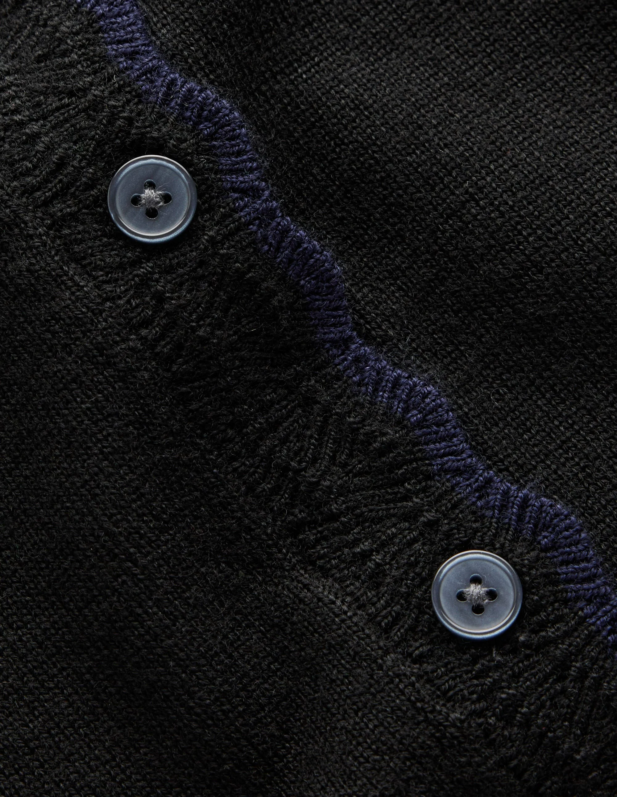 Merino-Strickjacke mit Muschelsaum-Schwarz - Image 6