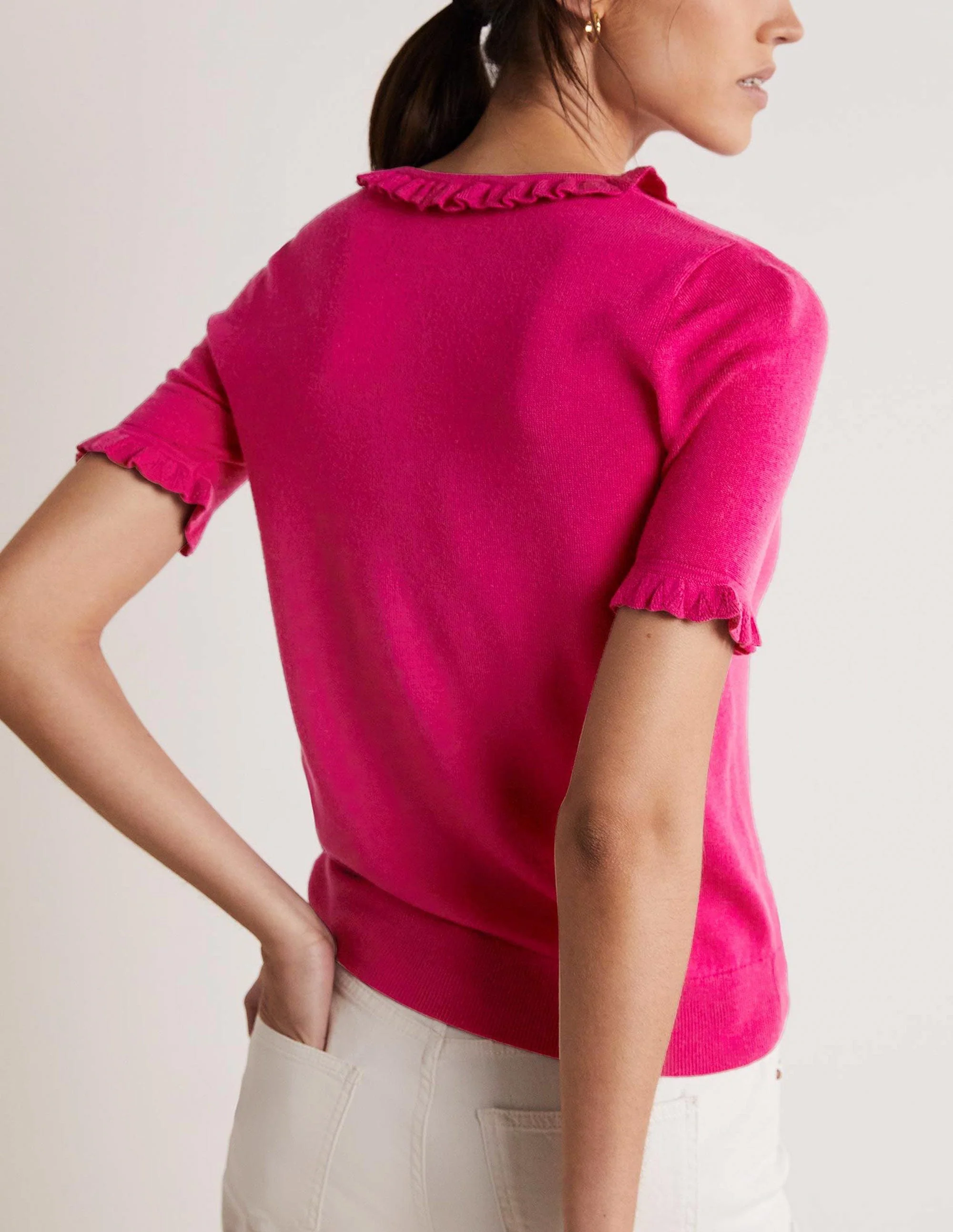 Merino-Strickoberteil-Wassermelonenrosa - Image 3