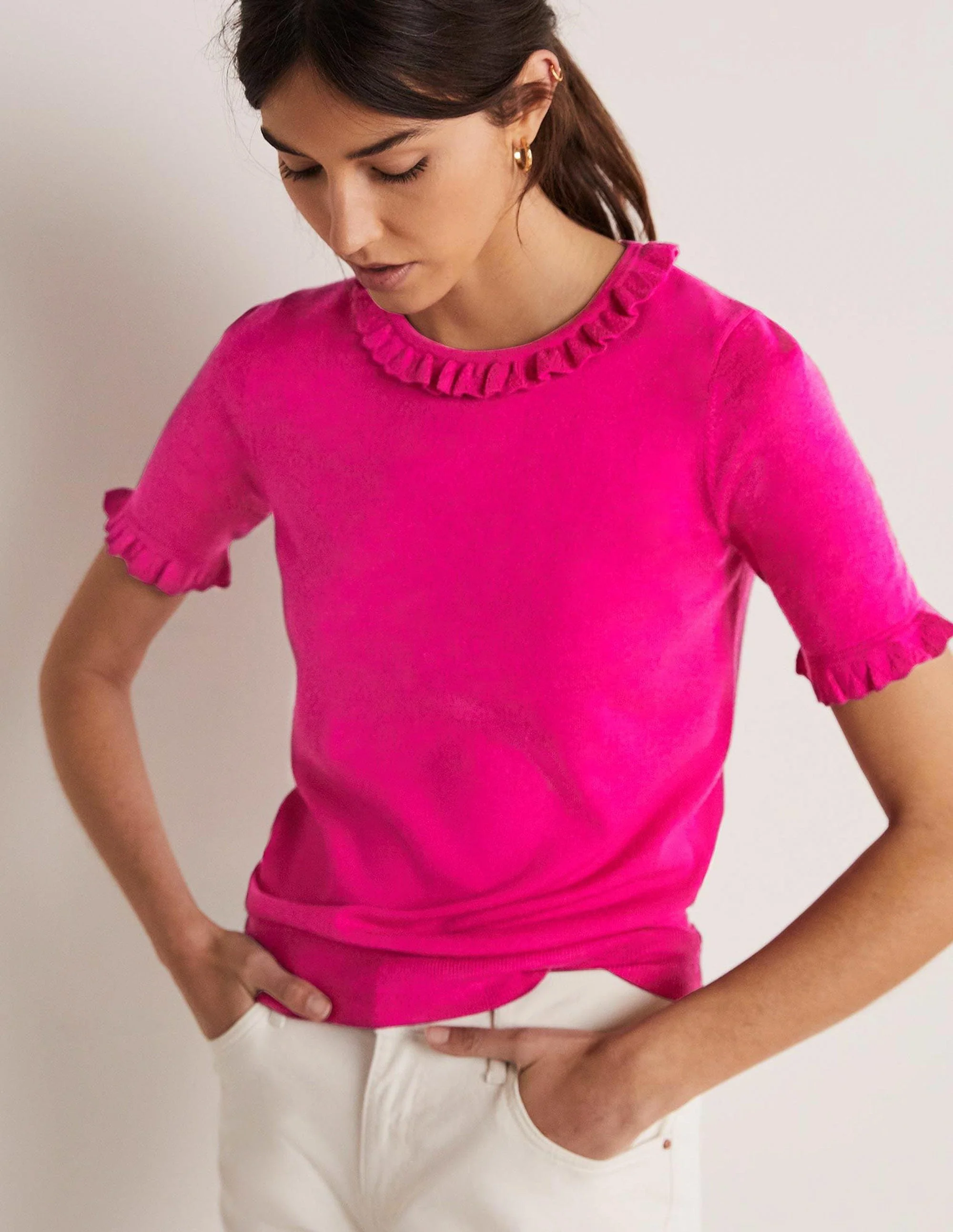 Merino-Strickoberteil-Wassermelonenrosa - Image 4