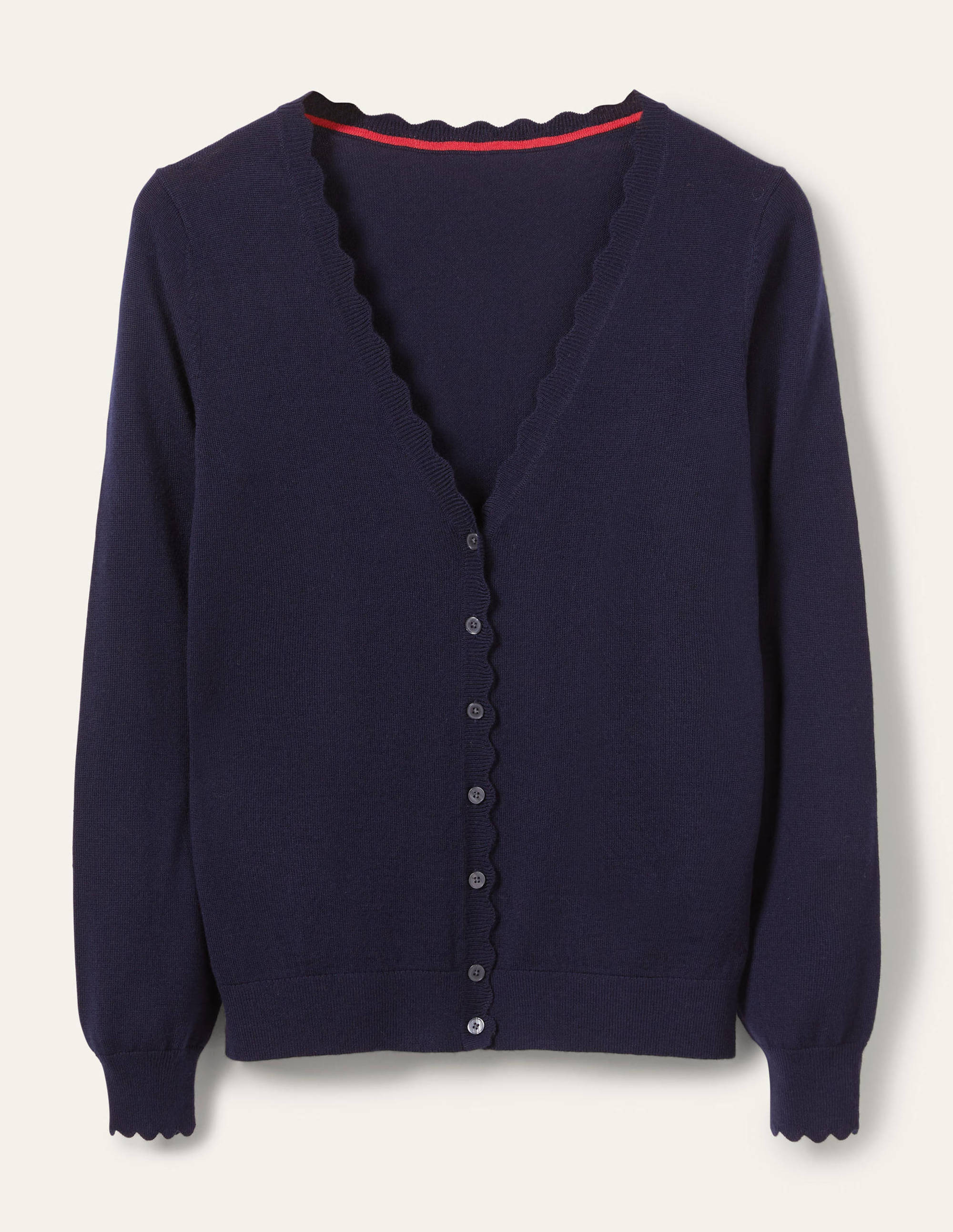 Merinocardigan mit Muschelborte-Marineblau - Image 5
