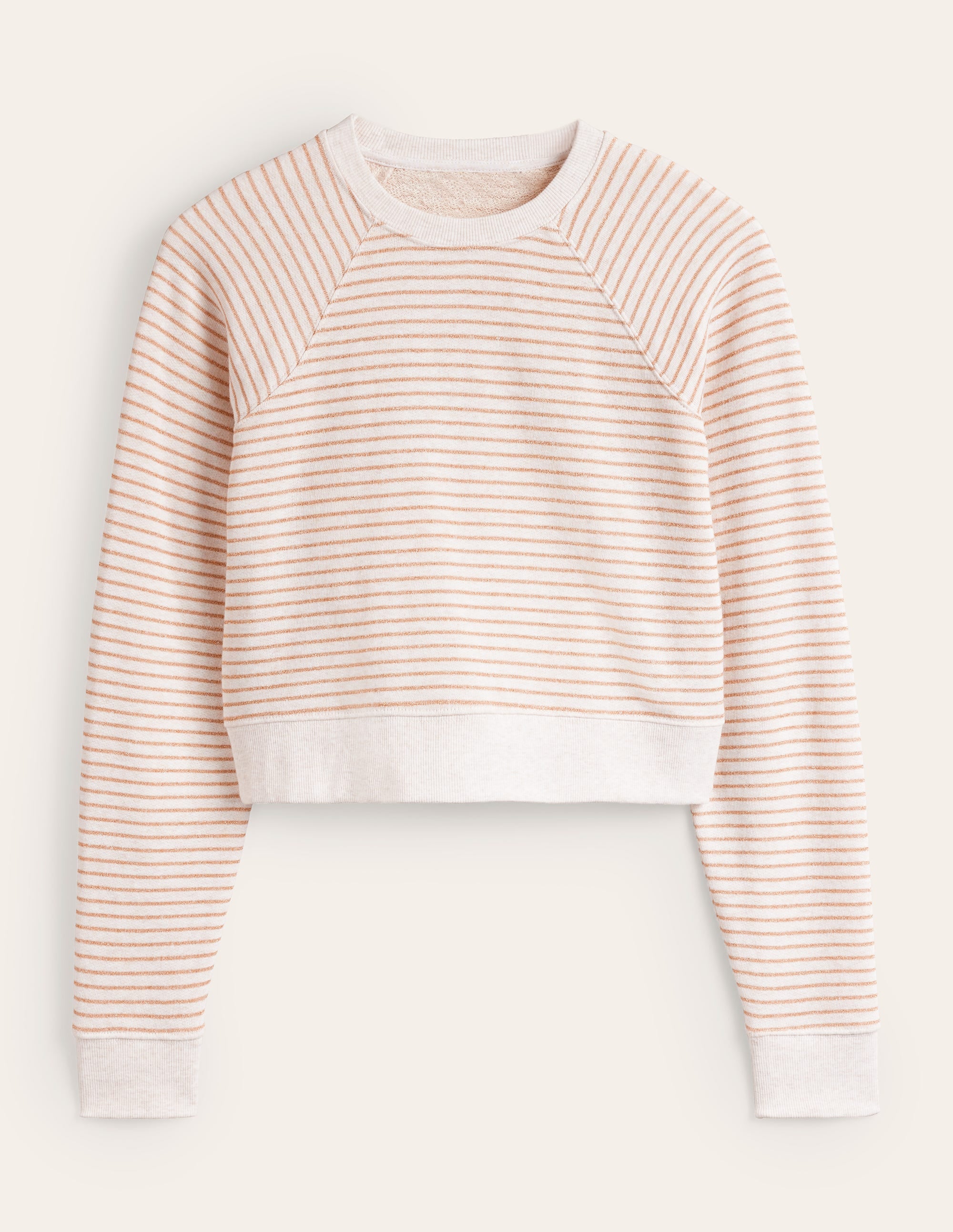 Metallic-Sweatshirt mit Streifen-Hellbeige Meliert, Goldstreifen - Image 5