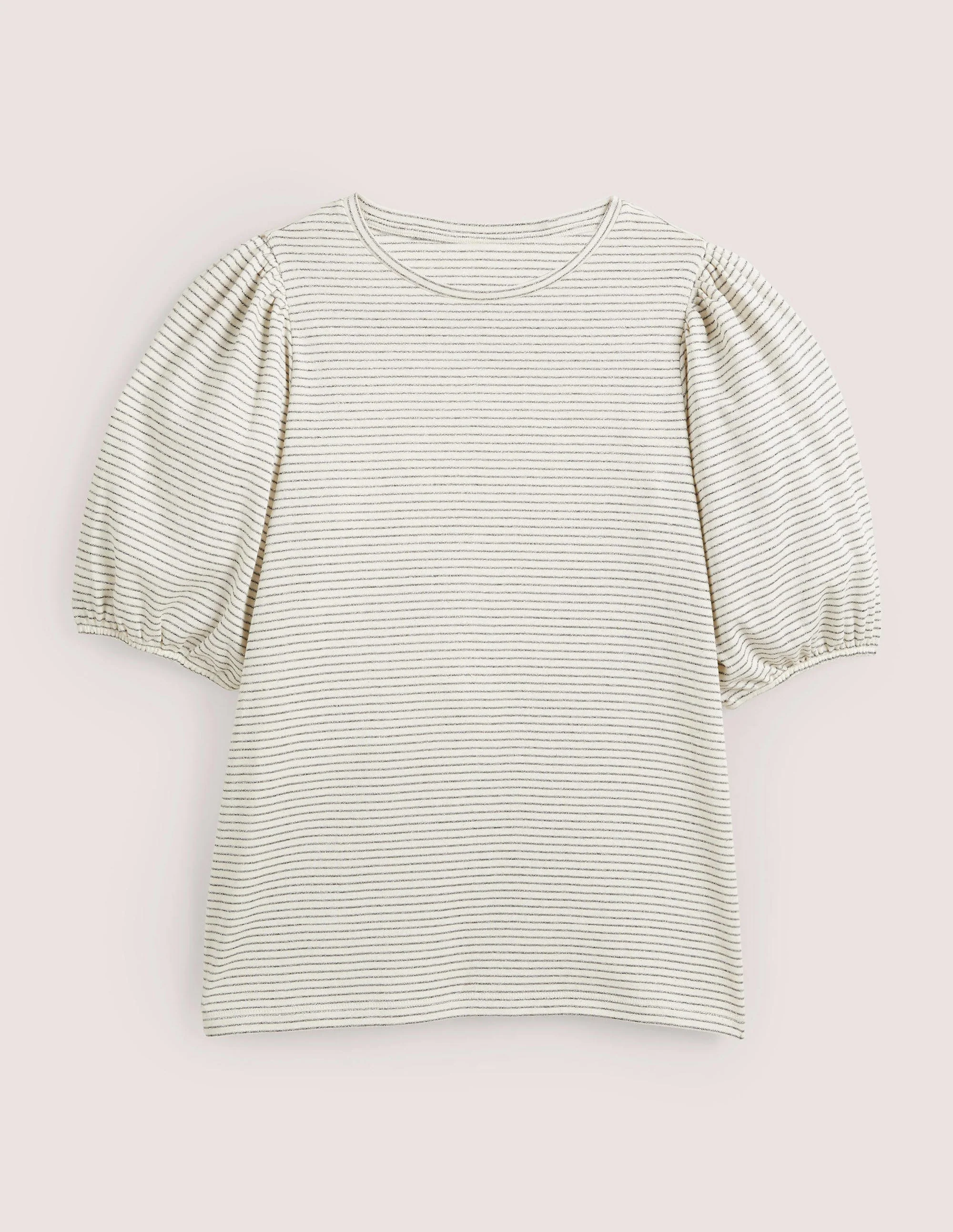 Metallic-T-Shirt mit Streifen-Naturweiß/Metallgrau-Metallic - Image 5