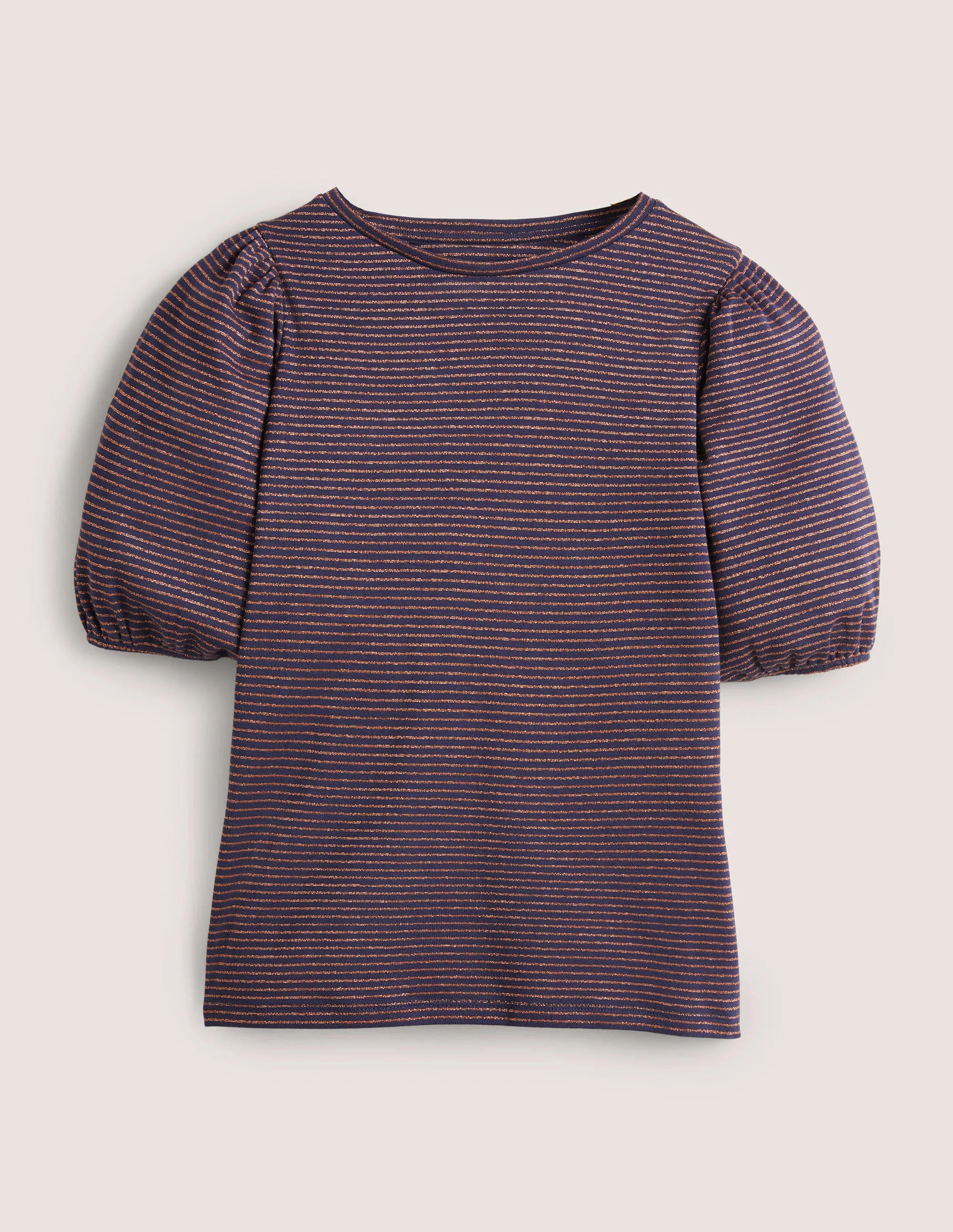 Metallic-T-Shirt mit Streifen-Navy/Kupfer, Metallic - Image 5