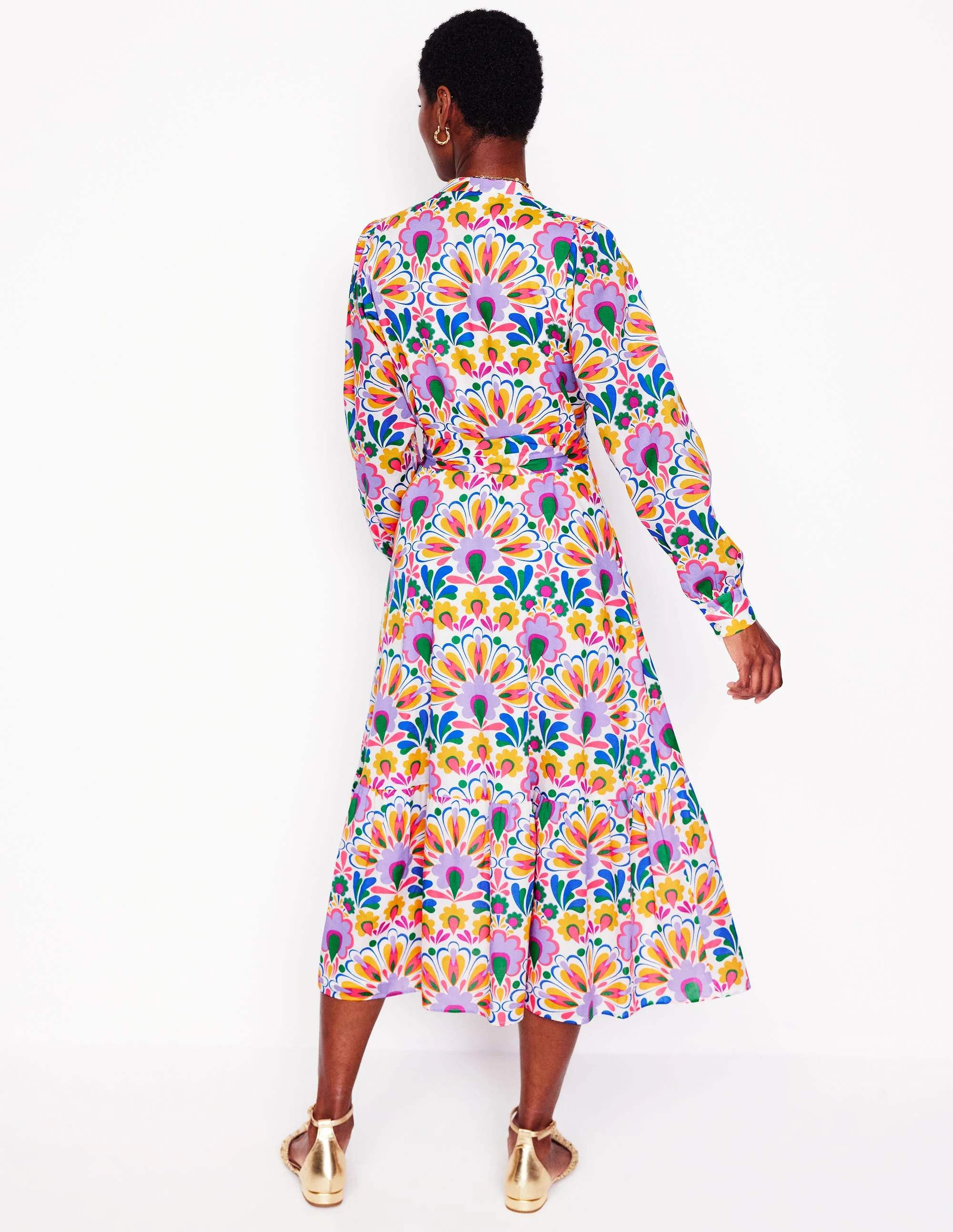 Mia Gestuftes Hemdblusenkleid-Naturweiß, Dekorativer Löwenzahn - Image 3
