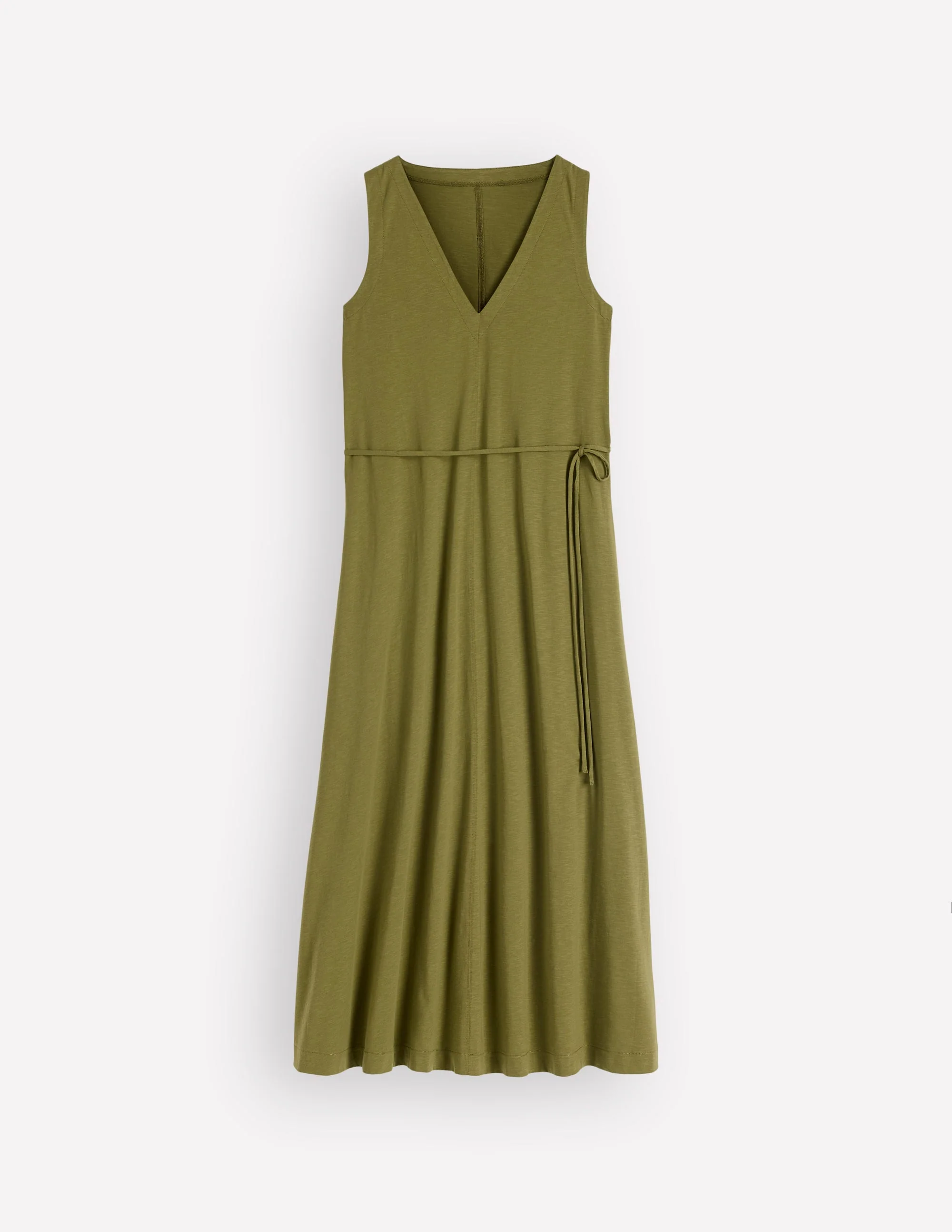 Mia Jersey-Midikleid mit V-Ausschnitt-Olive - Image 5