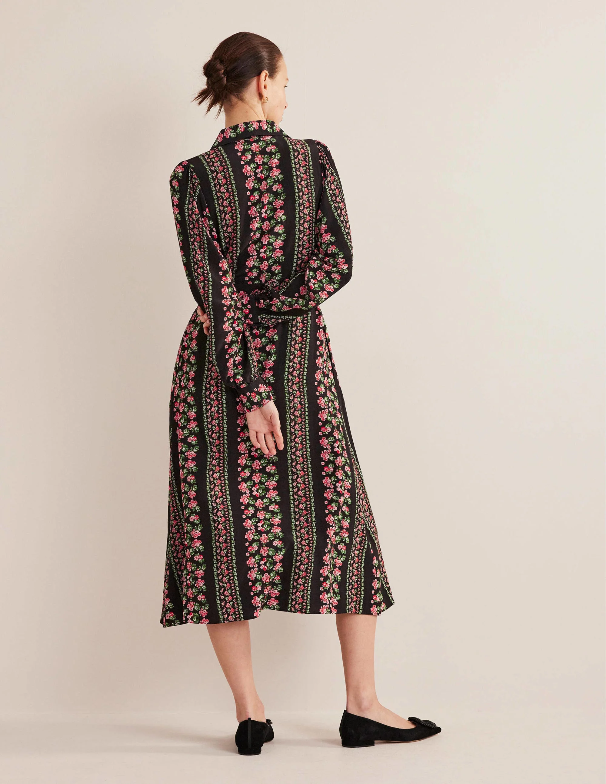 Midi-Hemdblusenkleid-Schwarz, Diamantrosa - Image 3