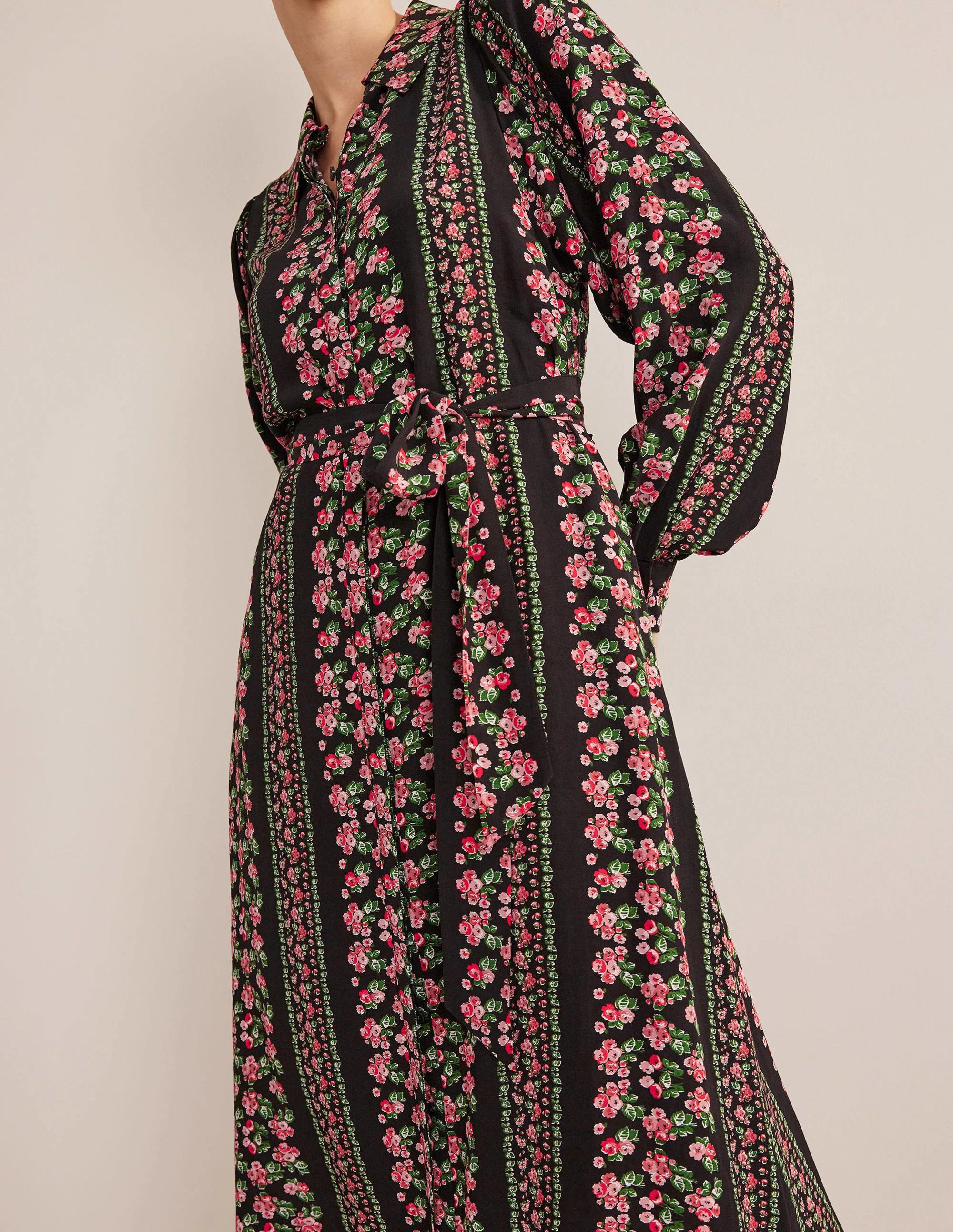 Midi-Hemdblusenkleid-Schwarz, Diamantrosa - Image 5