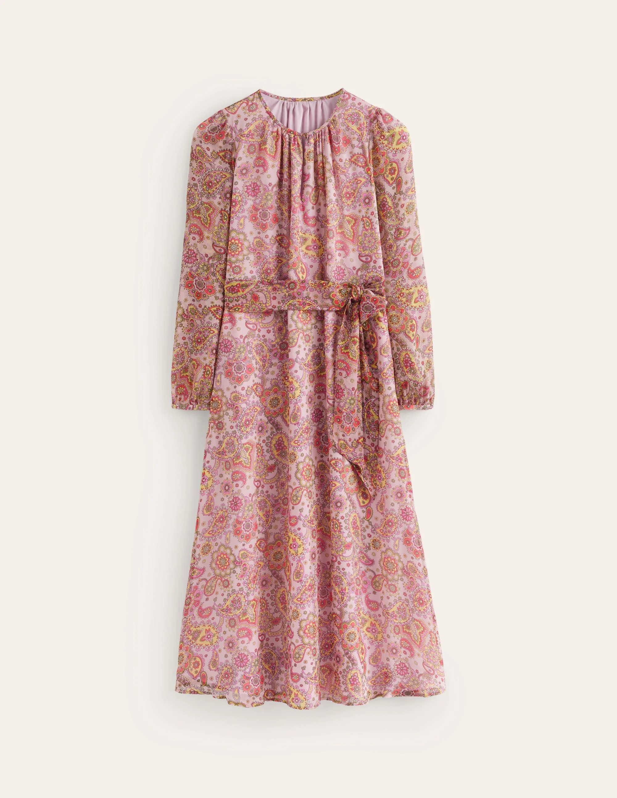 Midi-Seidenkleid mit Blousonärmeln-Cantaloupe Sand Pipers - Image 7