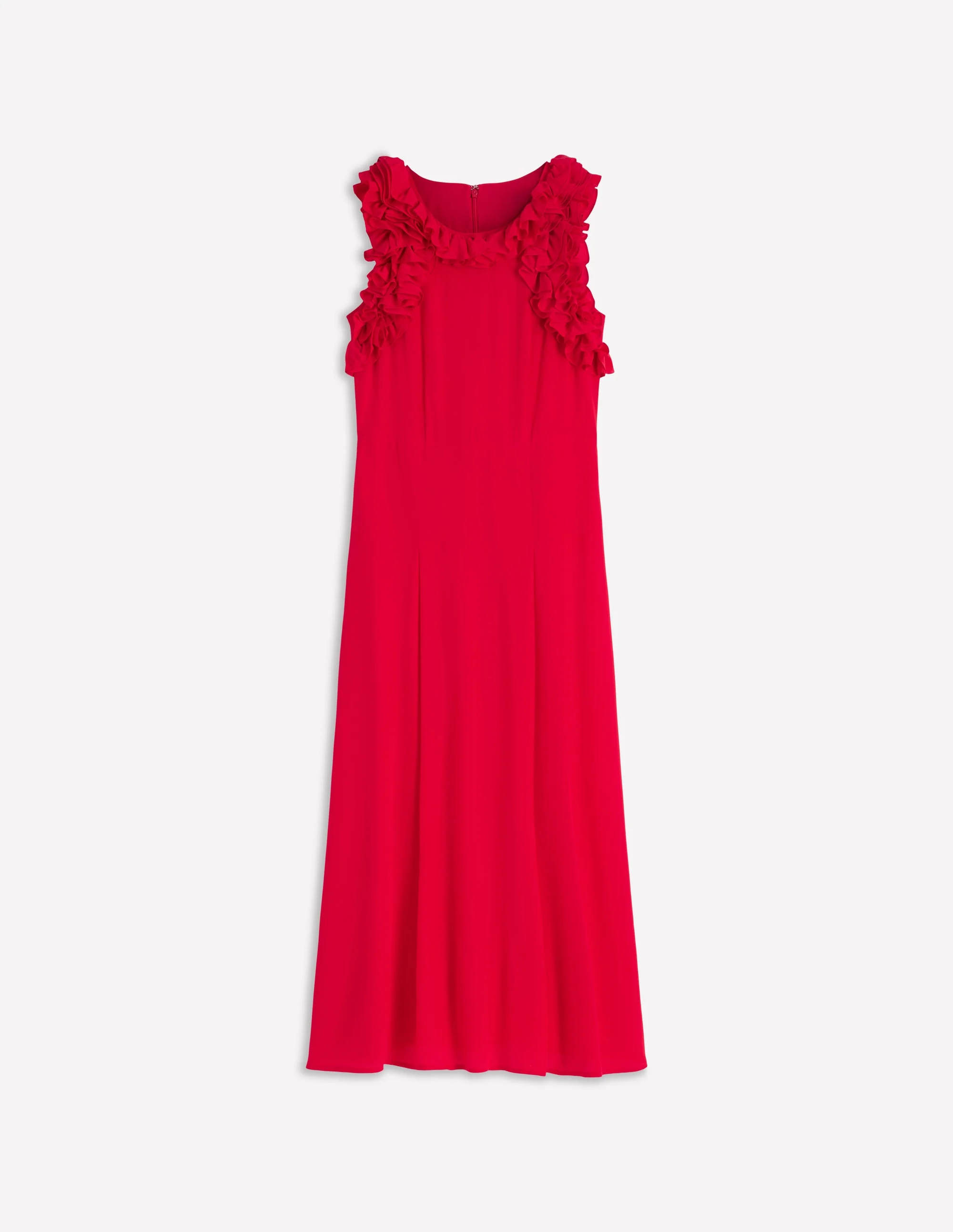 Midi-Seidenkleid mit Rüschen-ROT - Image 6