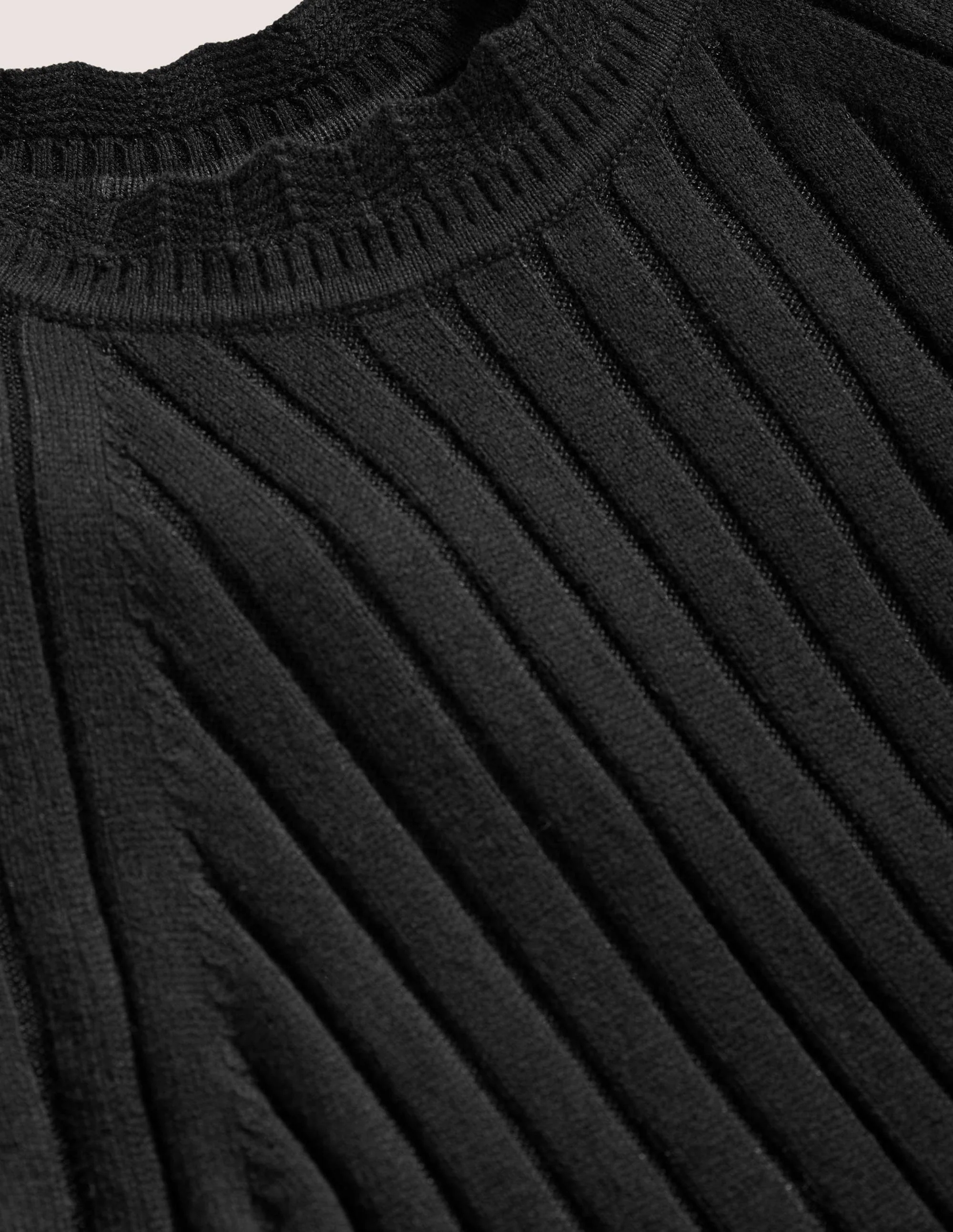 Midi-Strickkleid mit Rippdetails-Schwarz - Image 6