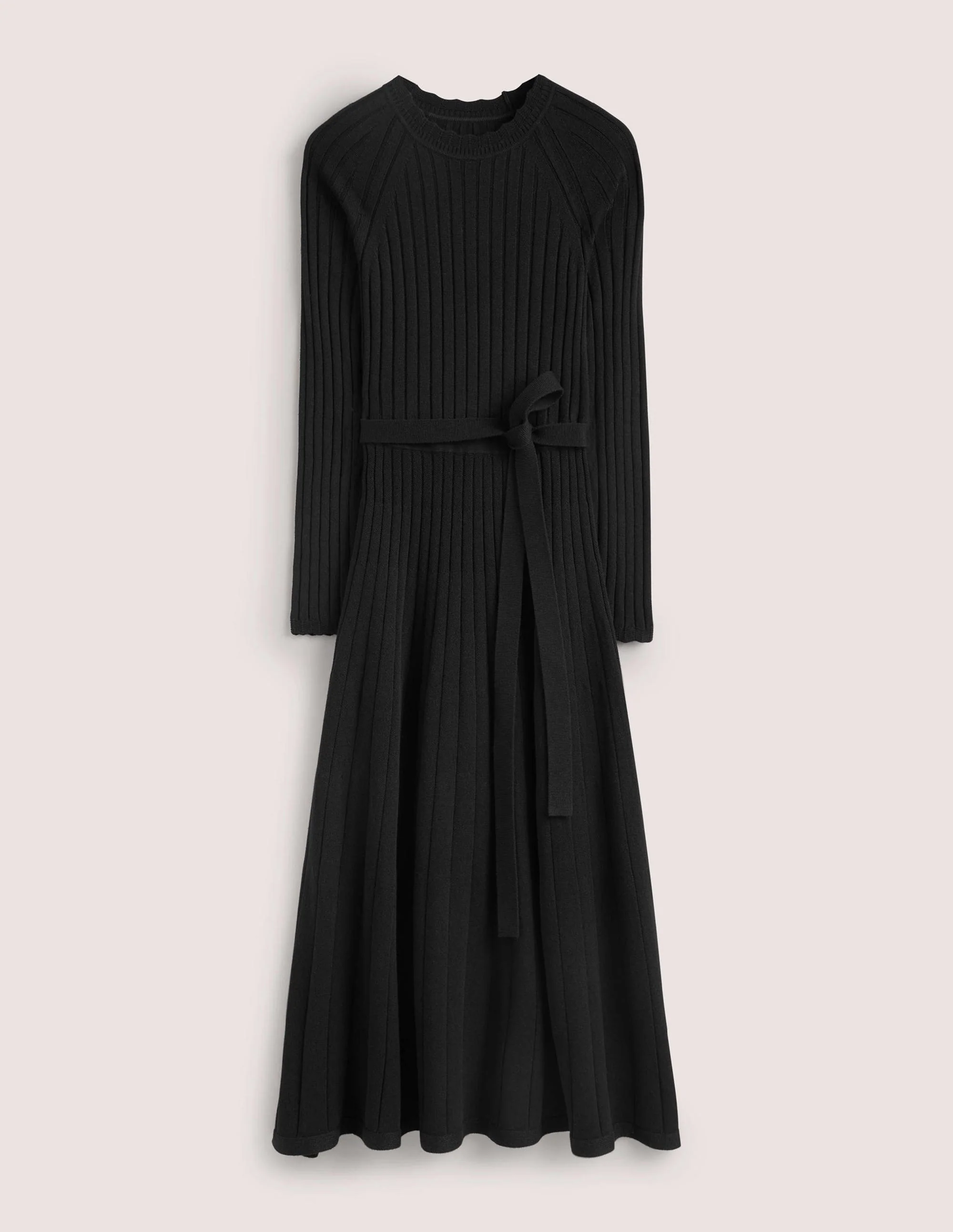 Midi-Strickkleid mit Rippdetails-Schwarz - Image 7