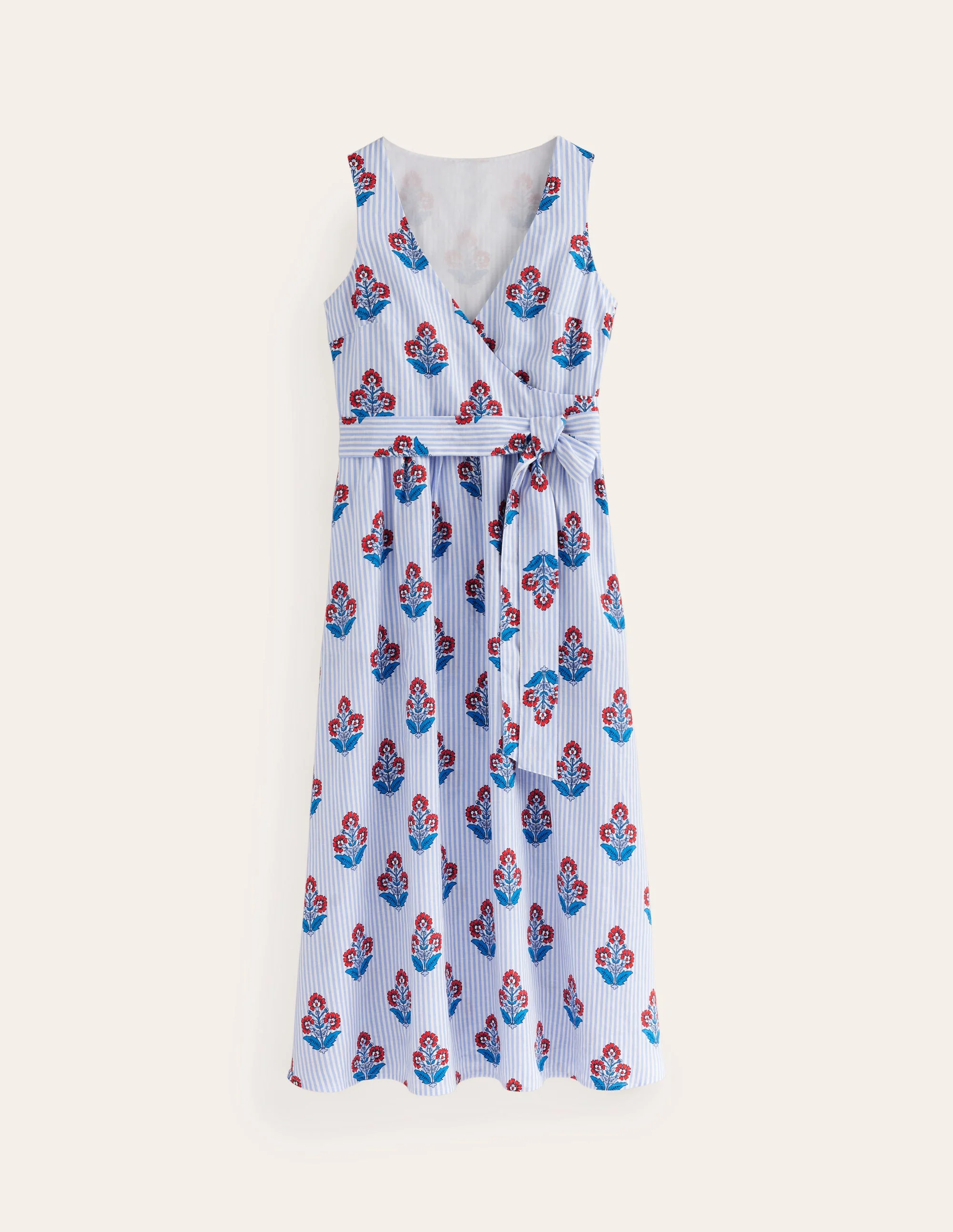 Midi-Wickelkleid aus Leinen-Mandarinenorange, Blütenstiel - Image 5