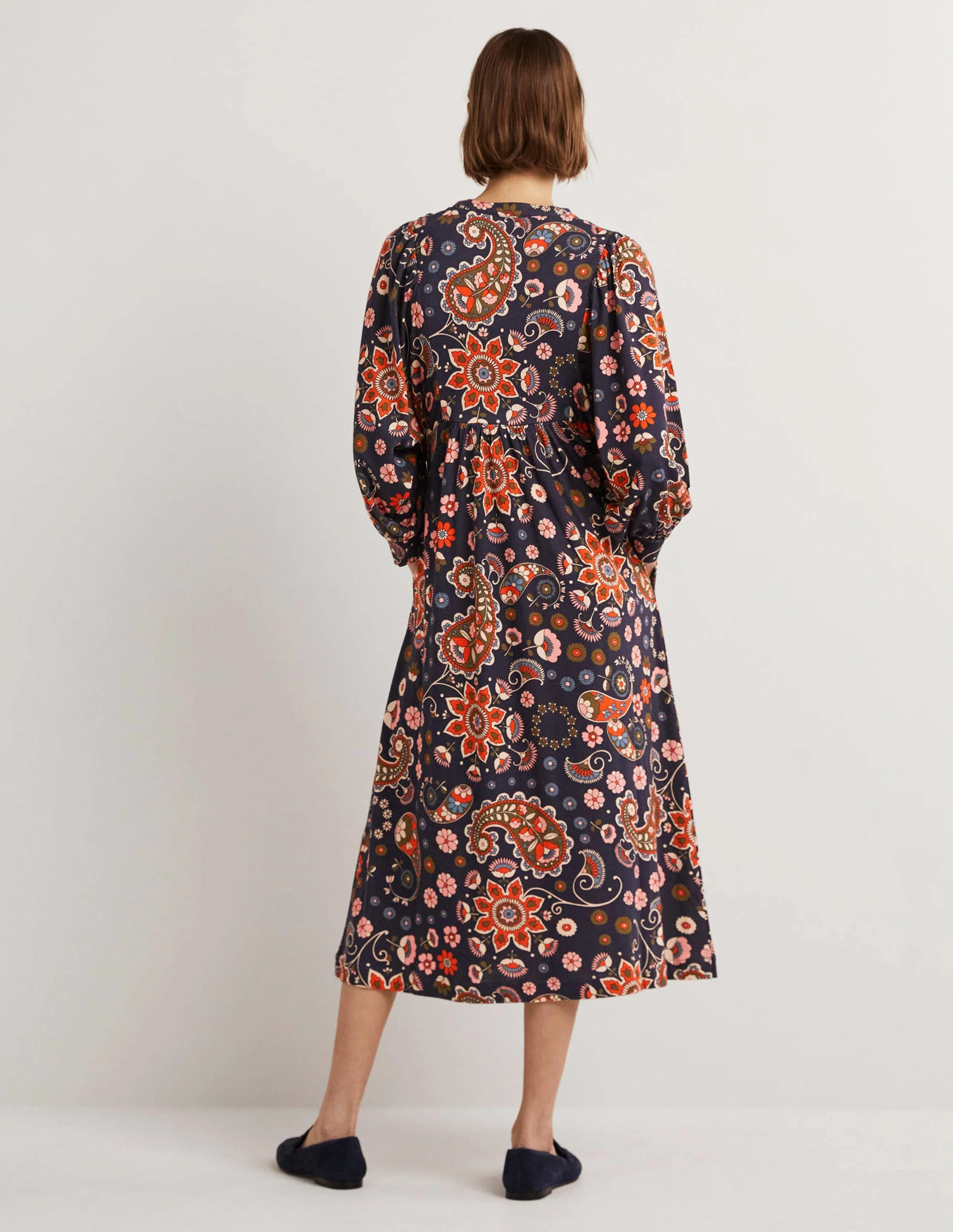 Midikleid aus Jersey-Französisches Navy, Blumenmuster - Image 3