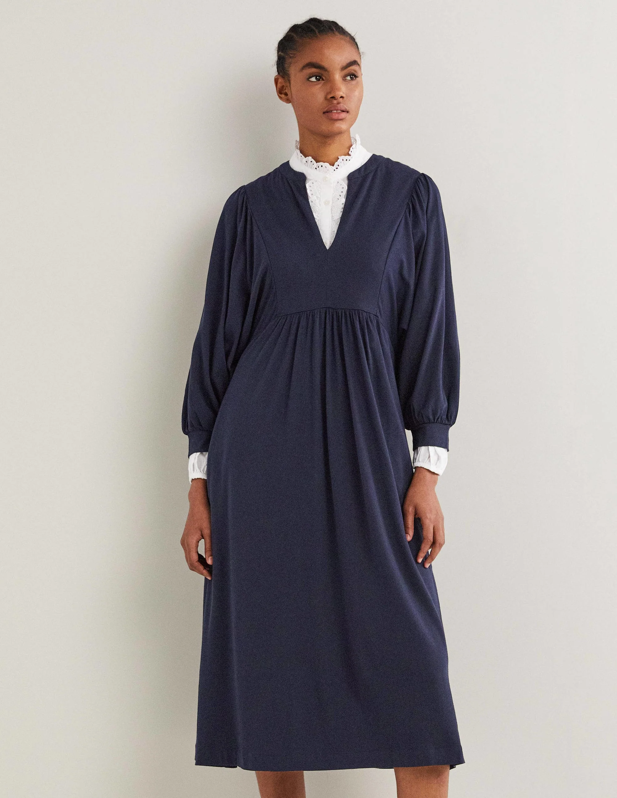Midikleid aus Jersey-Marineblau - Image 5