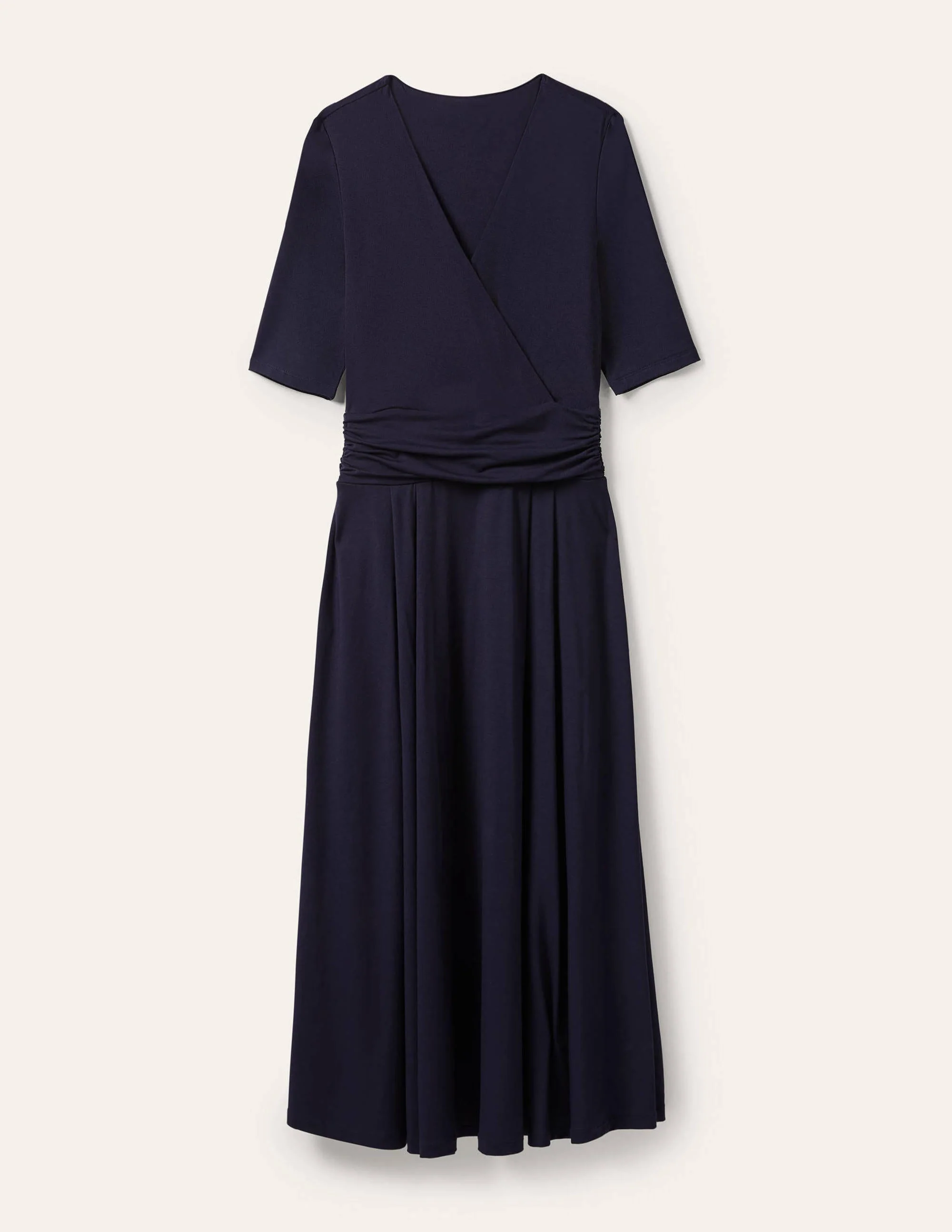 Midikleid aus Jersey mit geraffter Taille-Marineblau - Image 5