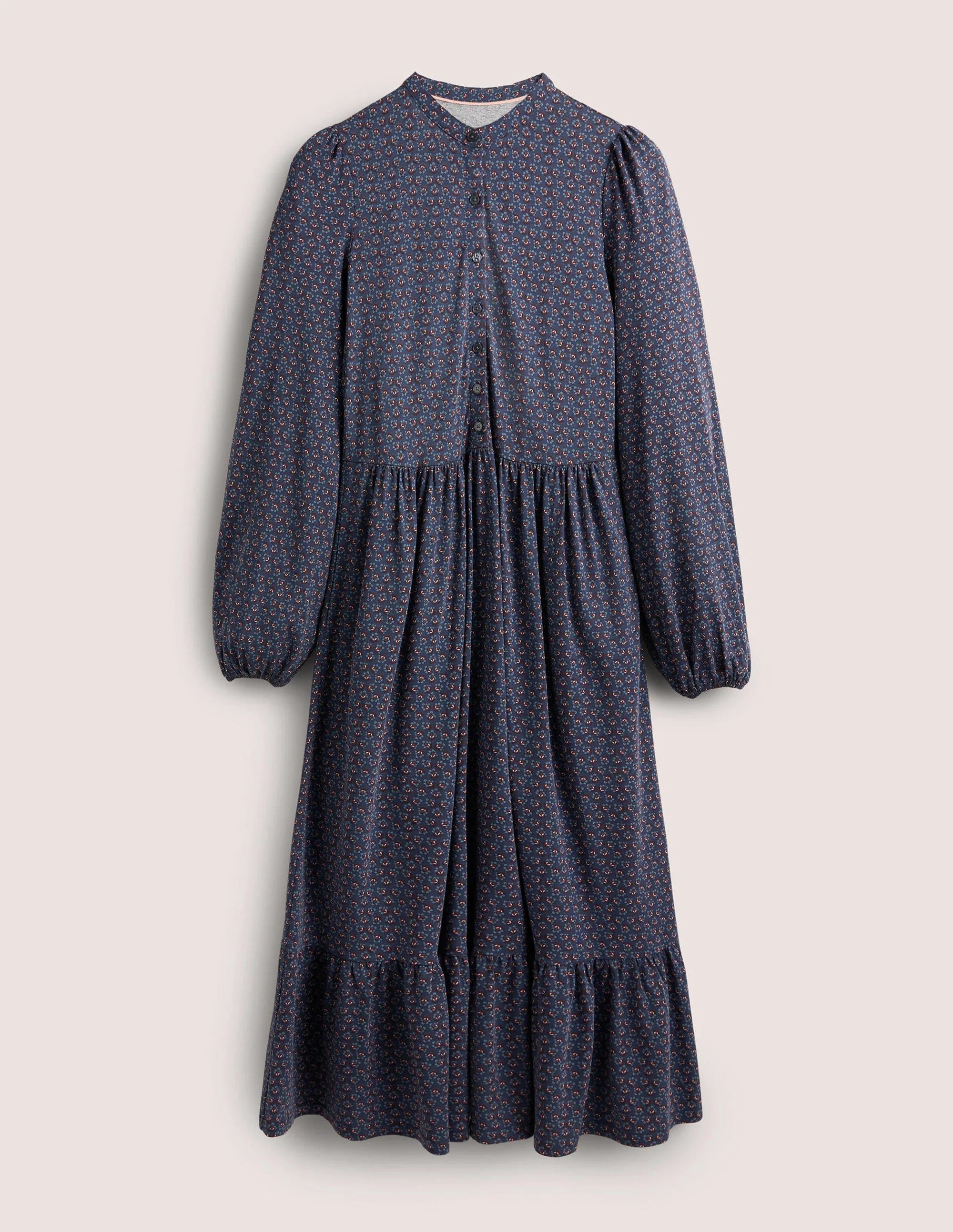 Midikleid aus Jersey mit Knopfleiste-Navy, Diamantknospen - Image 5