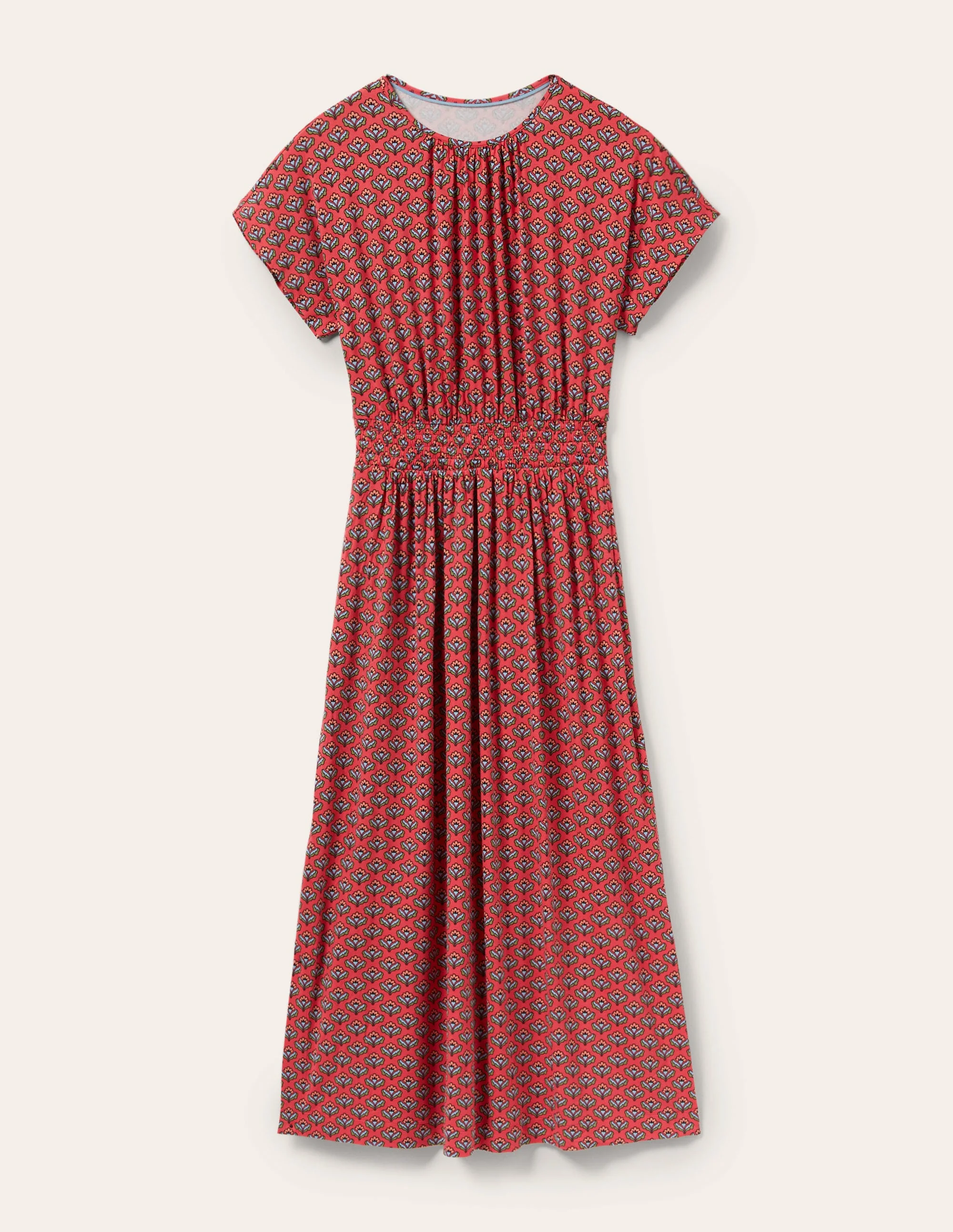 Midikleid aus Jersey-Rettichrot, Geometrisches Muster - Image 5