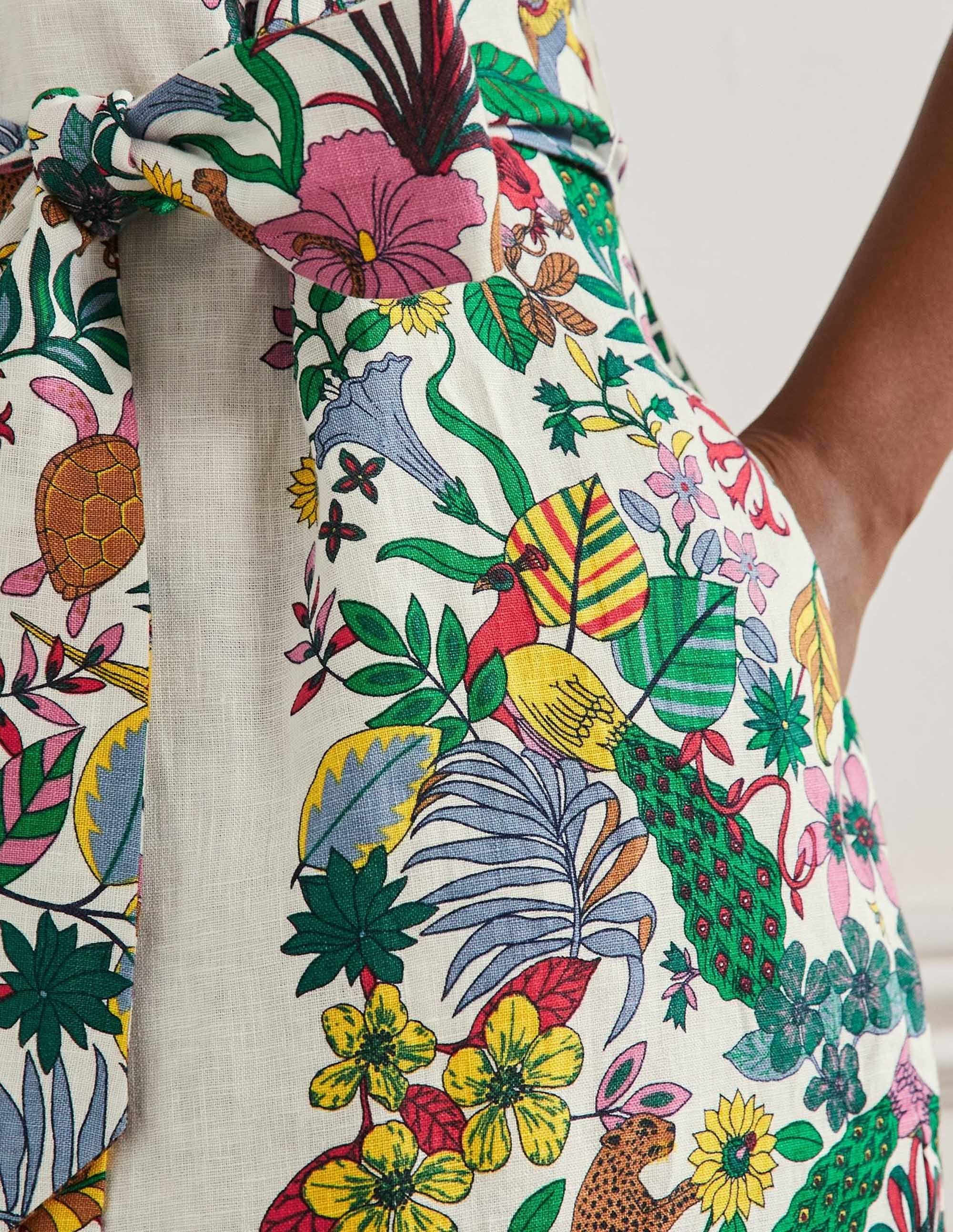 Midikleid aus Leinen mit Puffärmeln-Naturweiß, Exotisches Paradies - Image 2