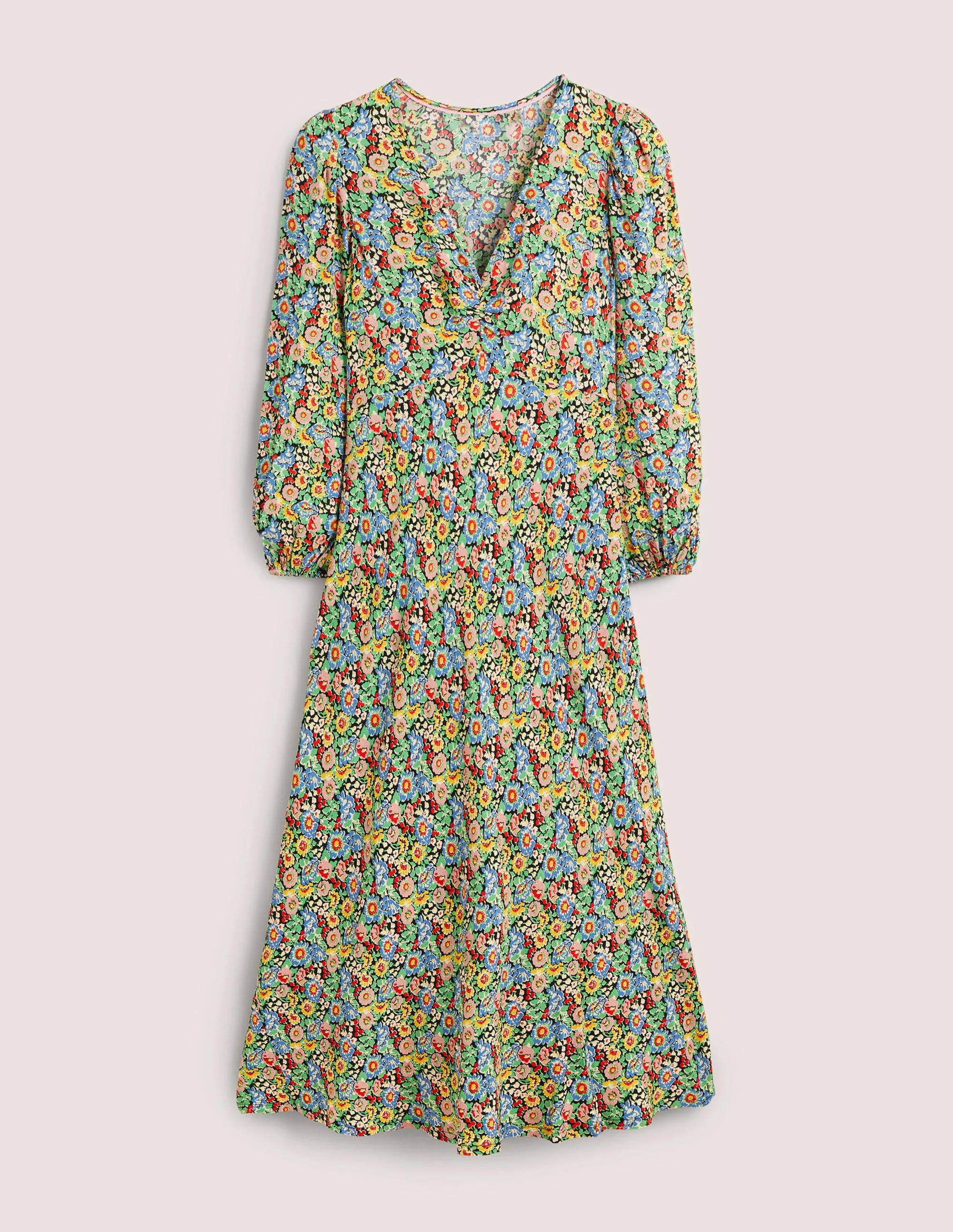 Midikleid in Empire-Form-Bunt, Blumenillusion - Image 5